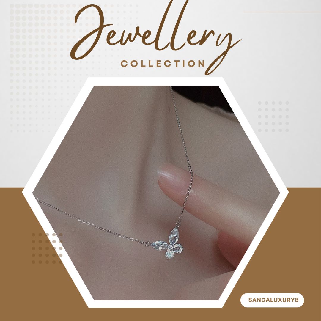 Zircon Butterfly Necklace Silver 925  Sandaluxury8