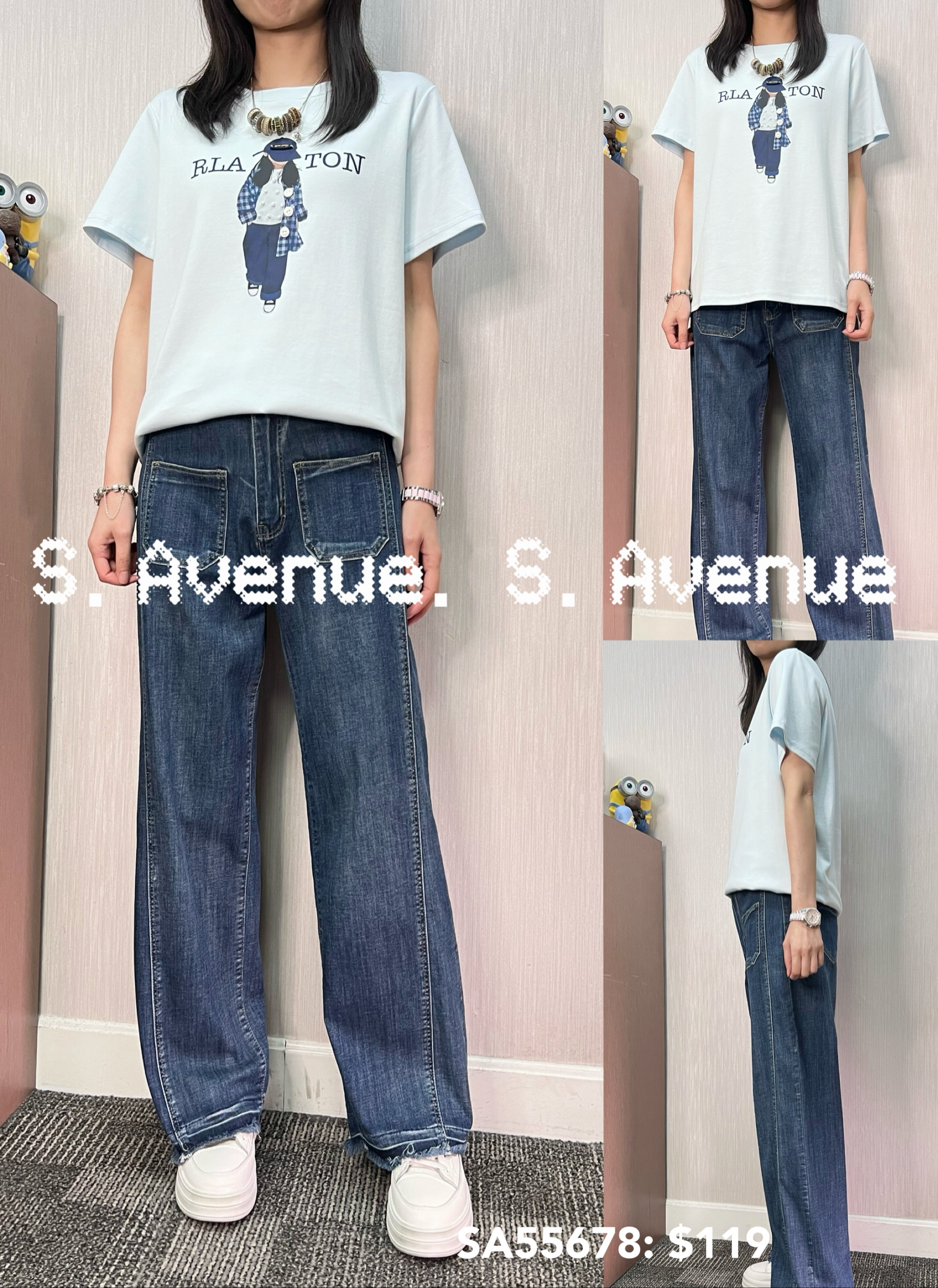 SA55678: 短袖戴帽女仔tee