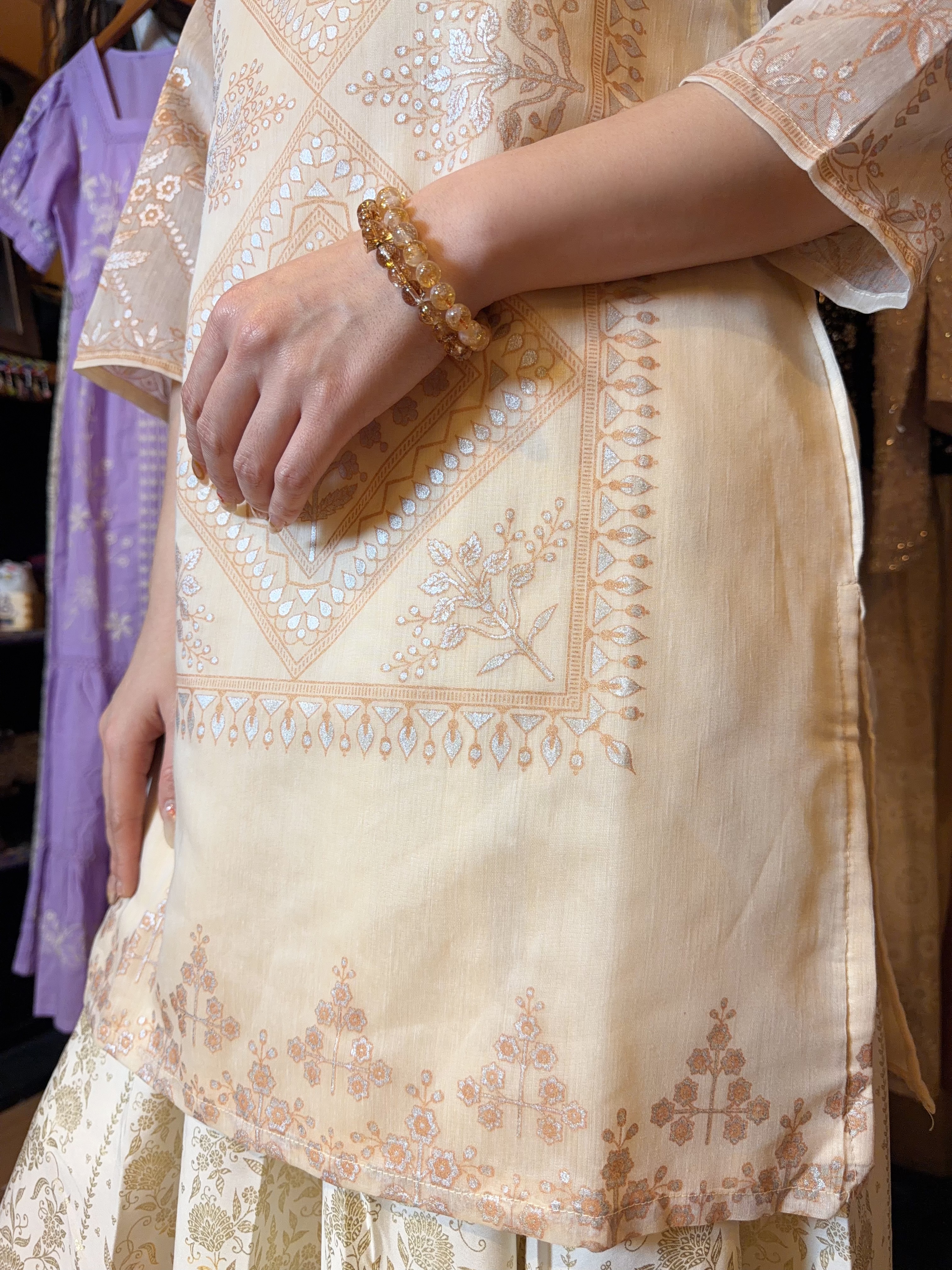 Gold Print Emb. Kurta  #1414