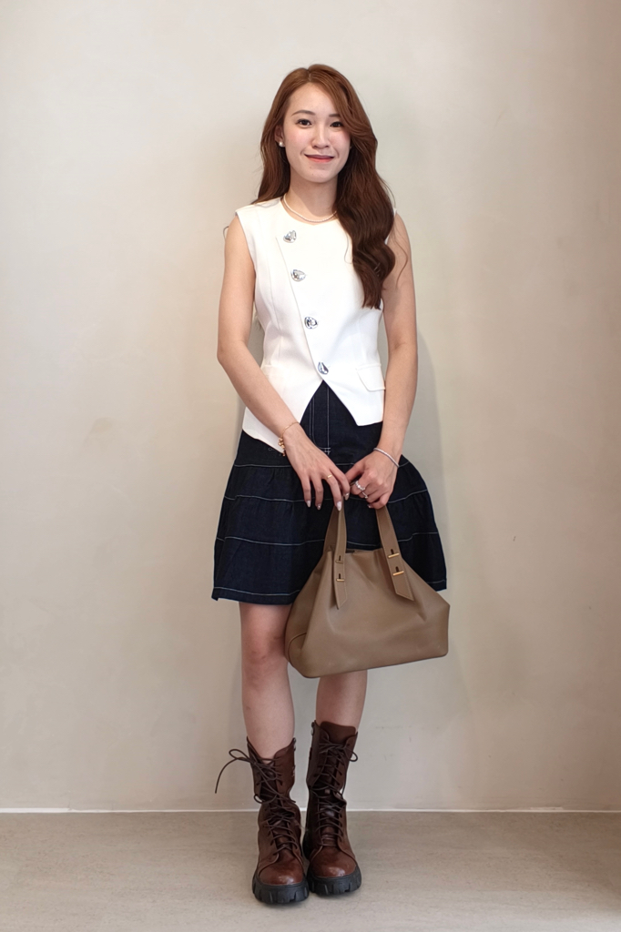 2225 Harper Contrast Stitch Denim Skirt