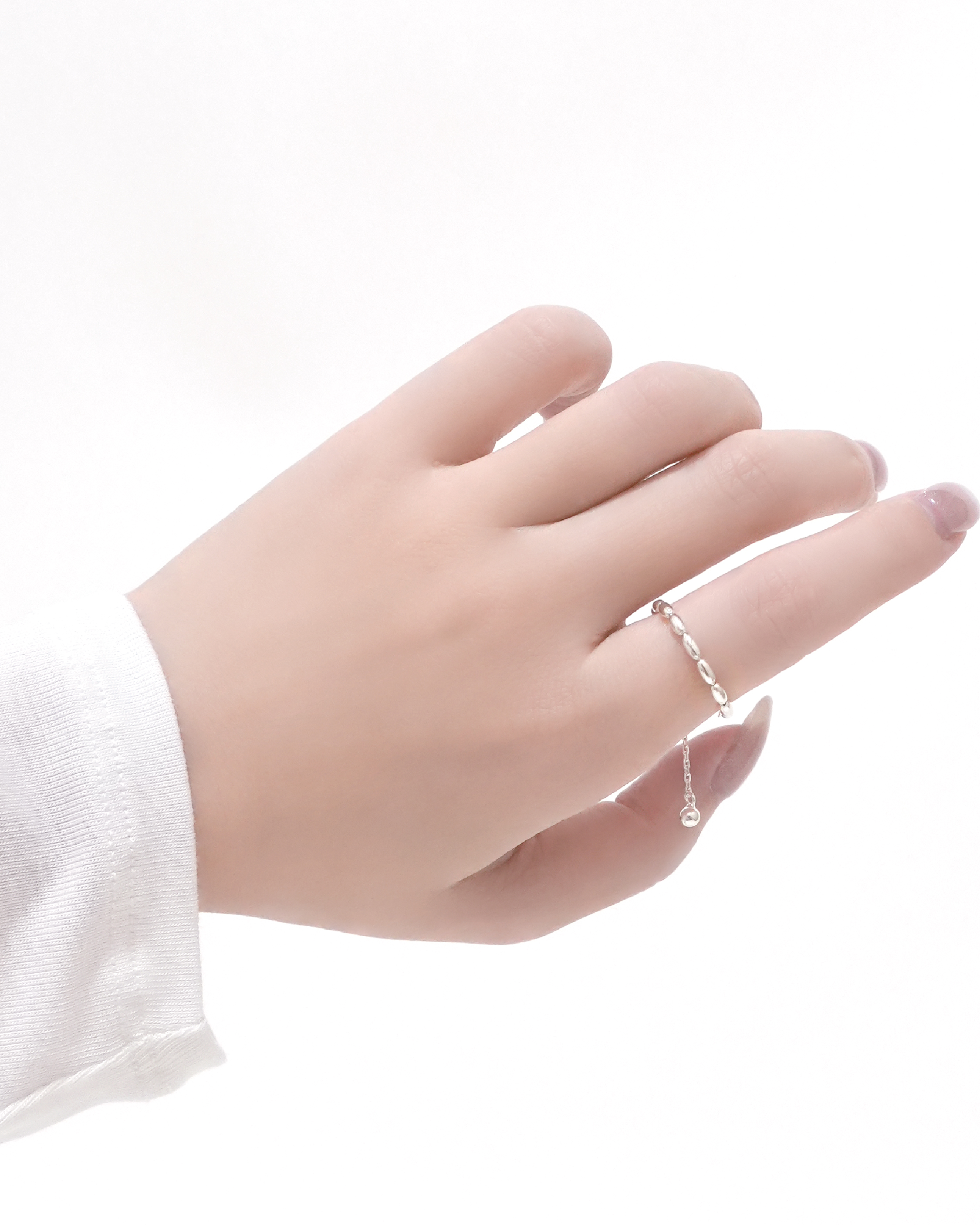 Pure Oval Bead Chain Ring