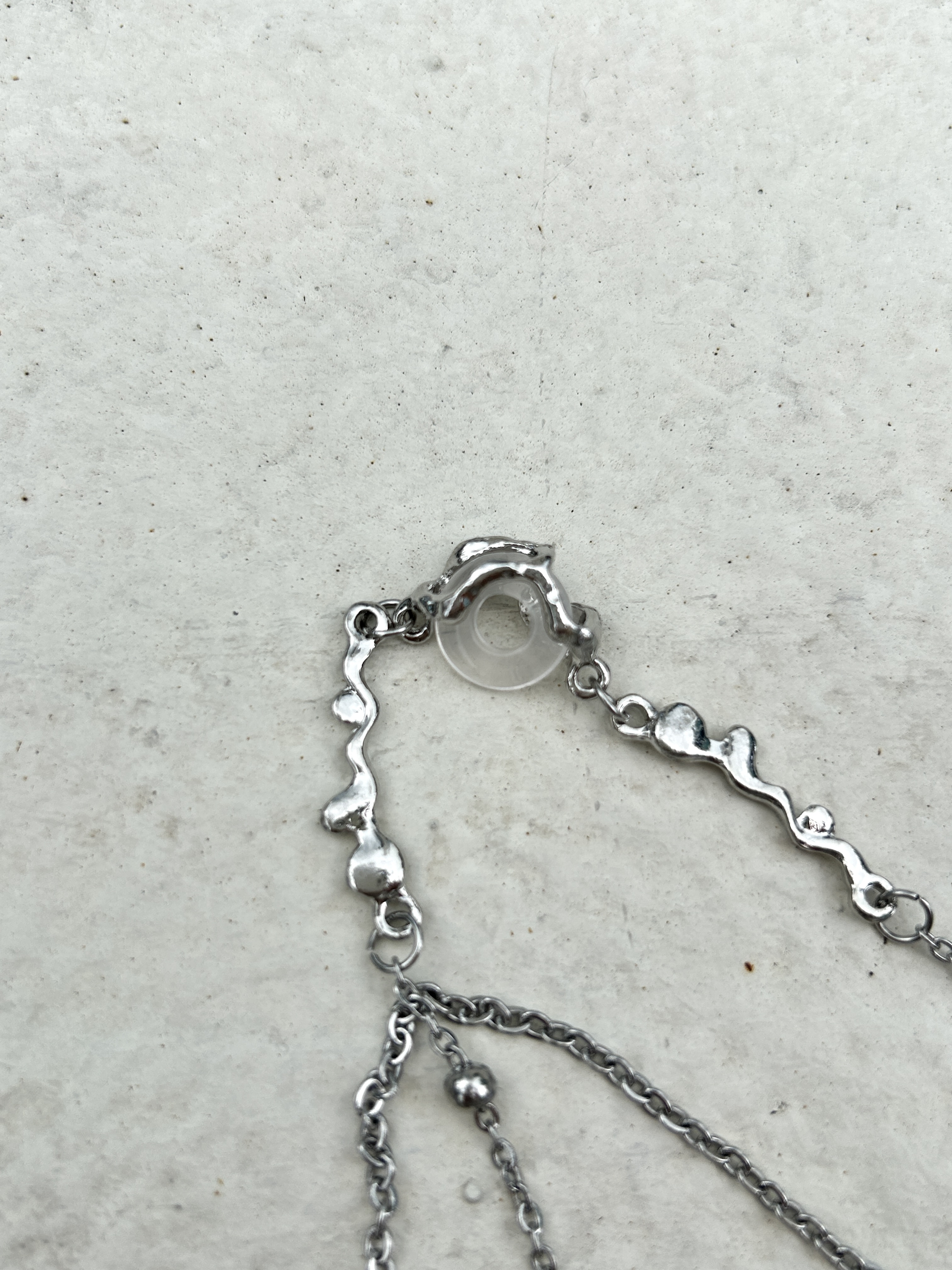 Silver circle rhinestone stainless necklace