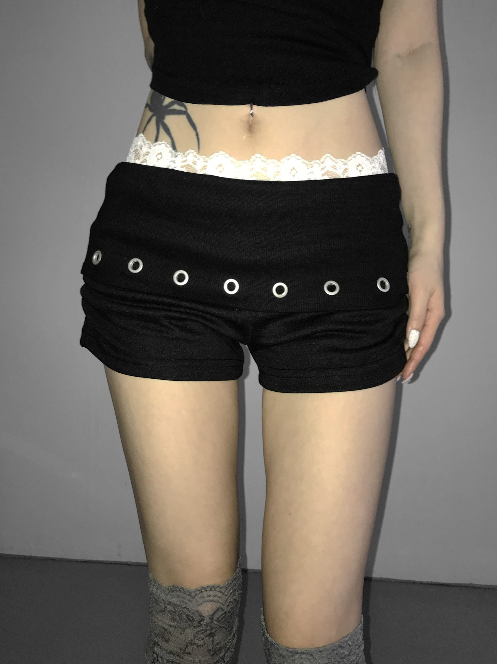 Studded Foldover Mini Shorts