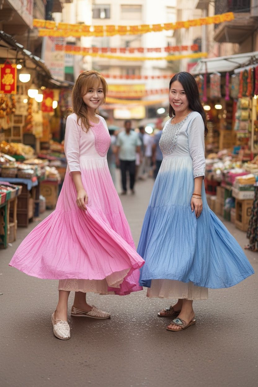 Pink Gradient Emb Mid Sleeve OP 51" #1351