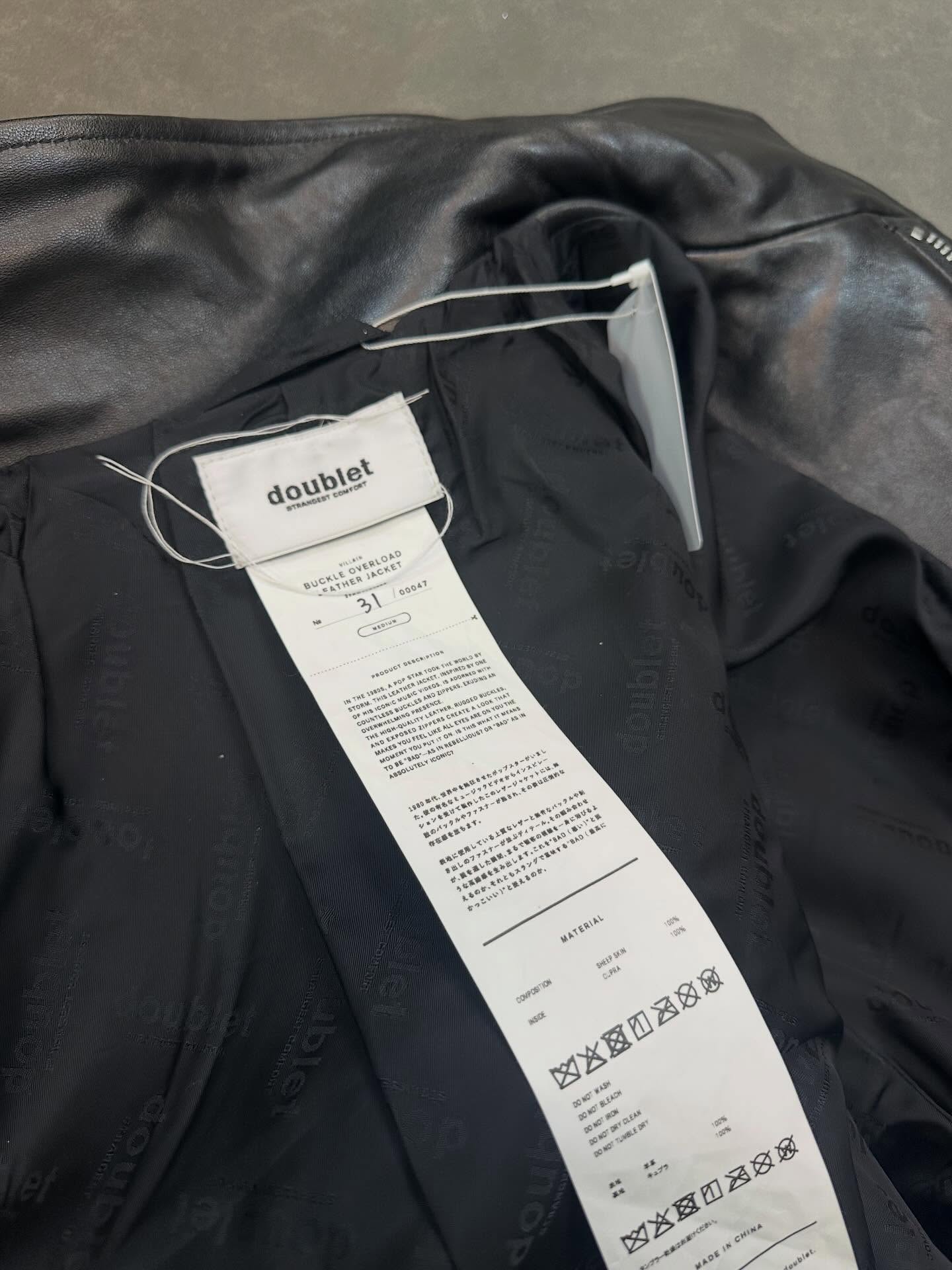 doublet 25AW BUCKLE OVERLOAD LEATHER JACKET size M 99新 限量47件 HKD 6500 長67cm 胸66cm