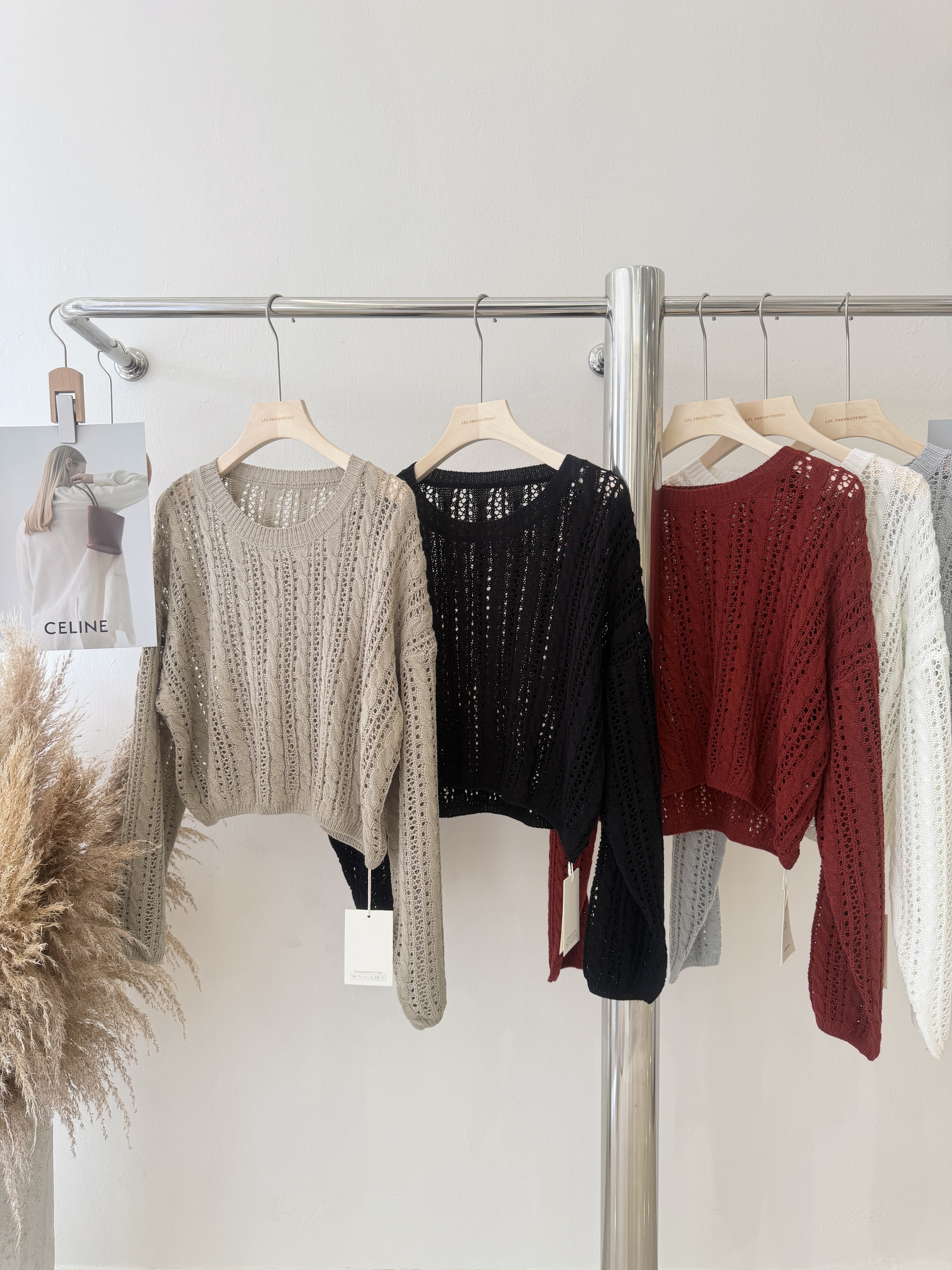 6716 韩系缕空针织长袖