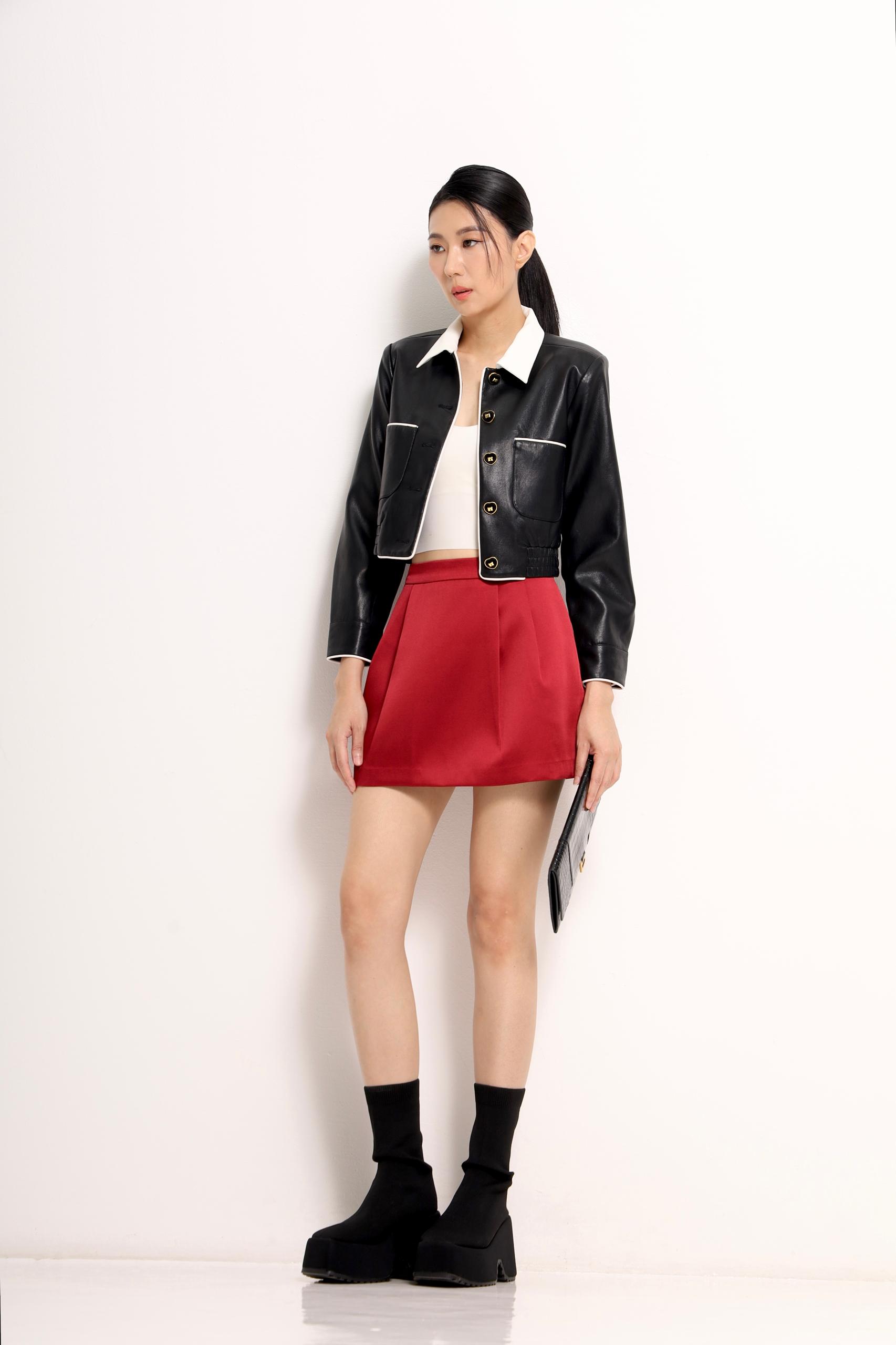 CB2711 COLLAR LONG SLLV CROP JACKET