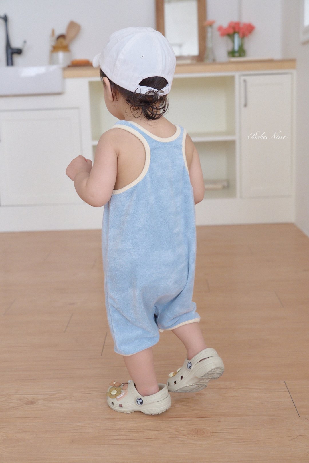 ☀️預訂 韓國直送☀️🇰🇷Bebenine四色字母印花毛巾布滾邊背心連身服