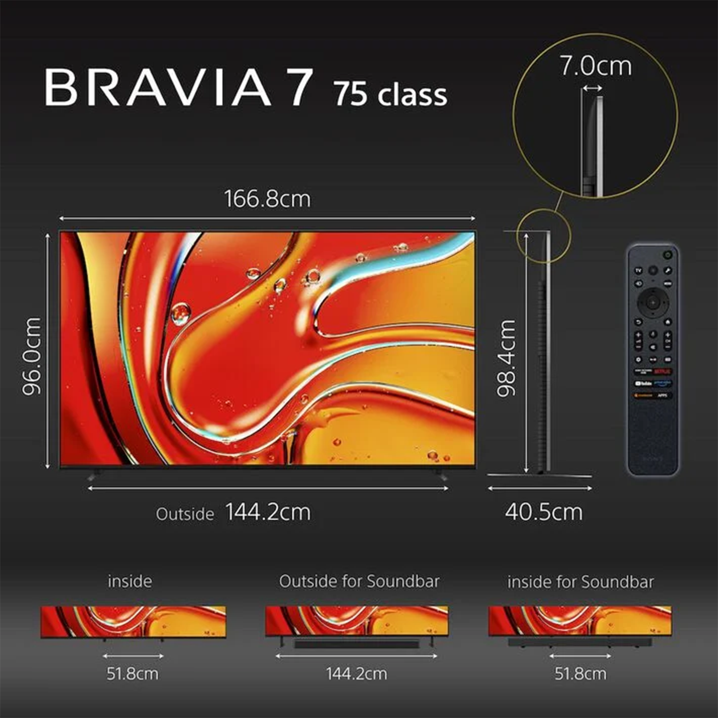 Sony 75" BRAVIA 7 Mini LED 4K Google TV (K-75XR70)