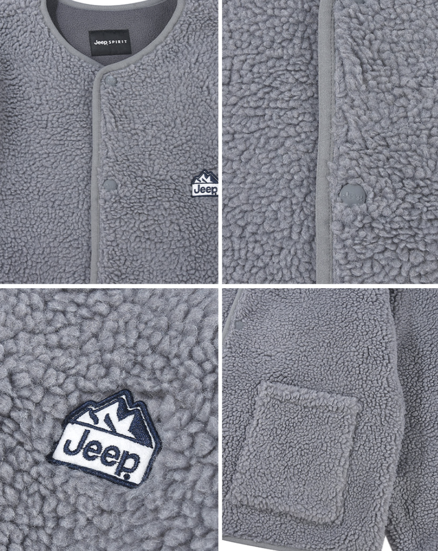 韓國 JEEP 復古山系 保暖 絨毛 開襟外套 6色選擇｜Retro Mountain Cozy Fleece Cardigan