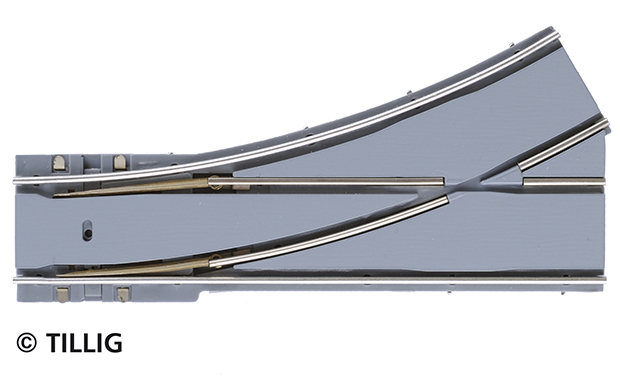 Tillig LUNA HO 單軌分差向左R204/30°波口 1:87 Single-track branches bitumen/concrete 馬路路軌•城市輕軌•電車路軌