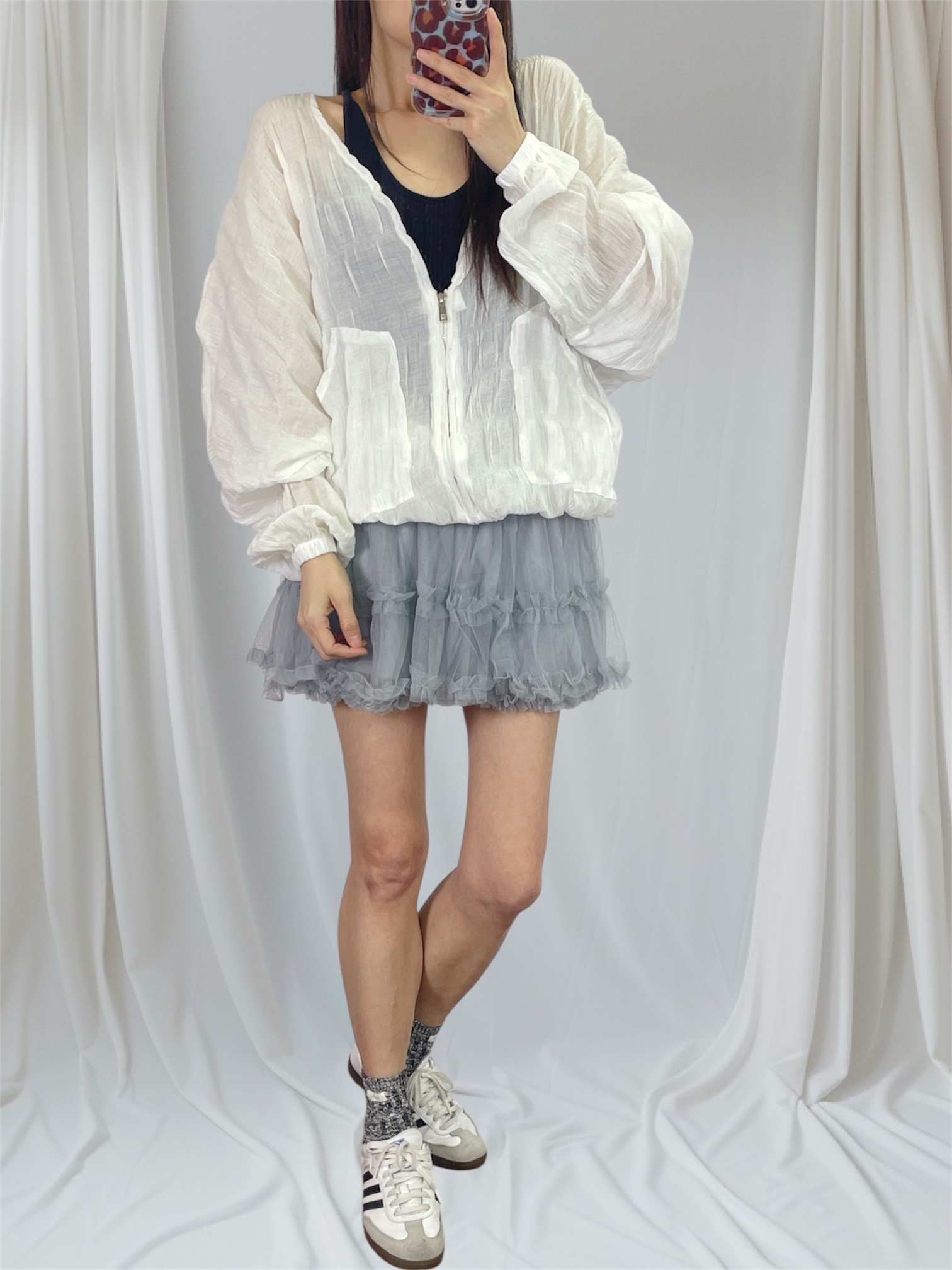 K5550 縐紋雪紡束腳外套