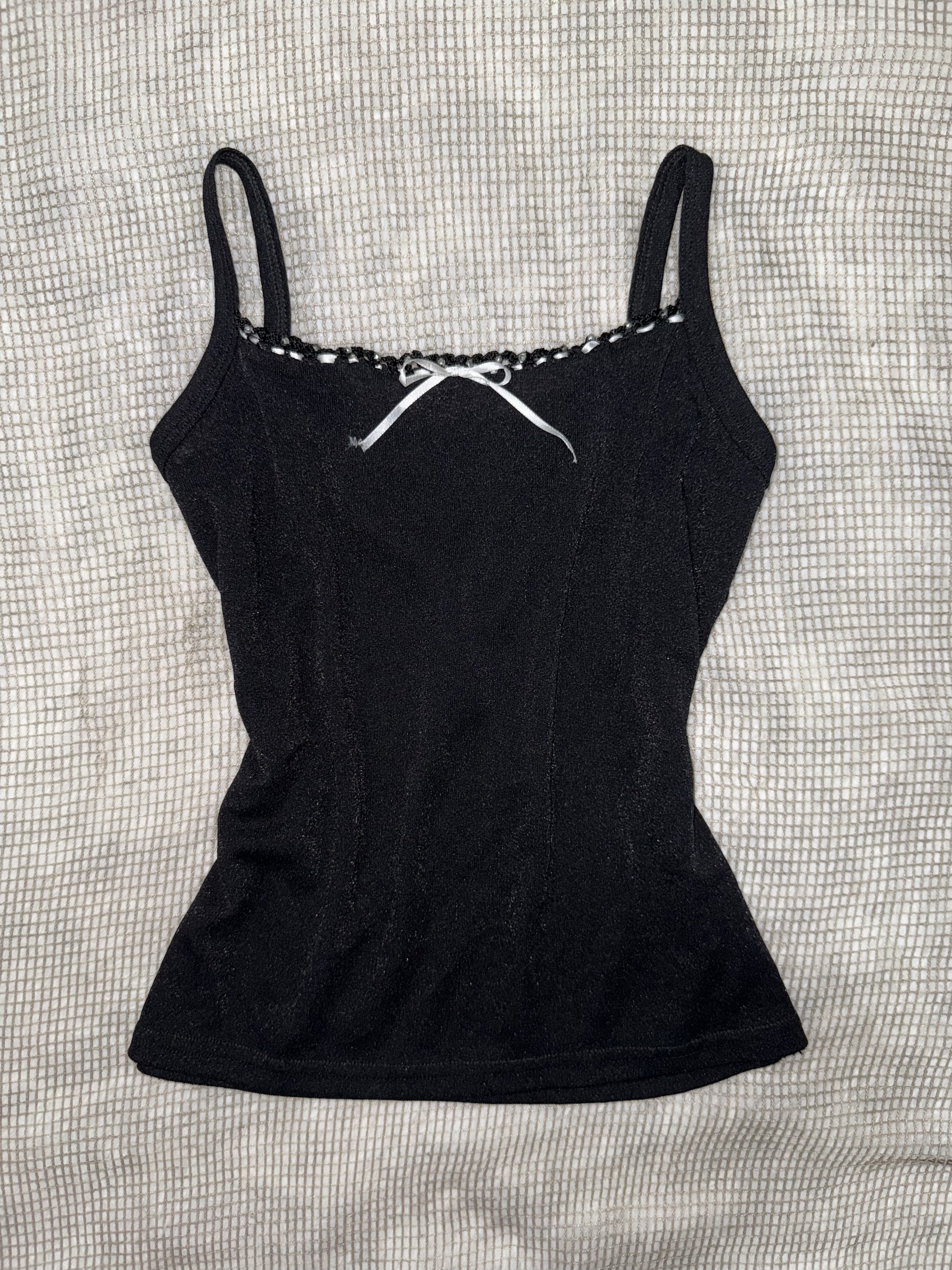 [On Sale]Black Bow Glittery Cami