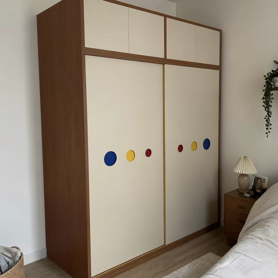 實木橡木兒童衣櫃 家用睡房兒童房 男女童收納推拉門衣櫃 wardrobe