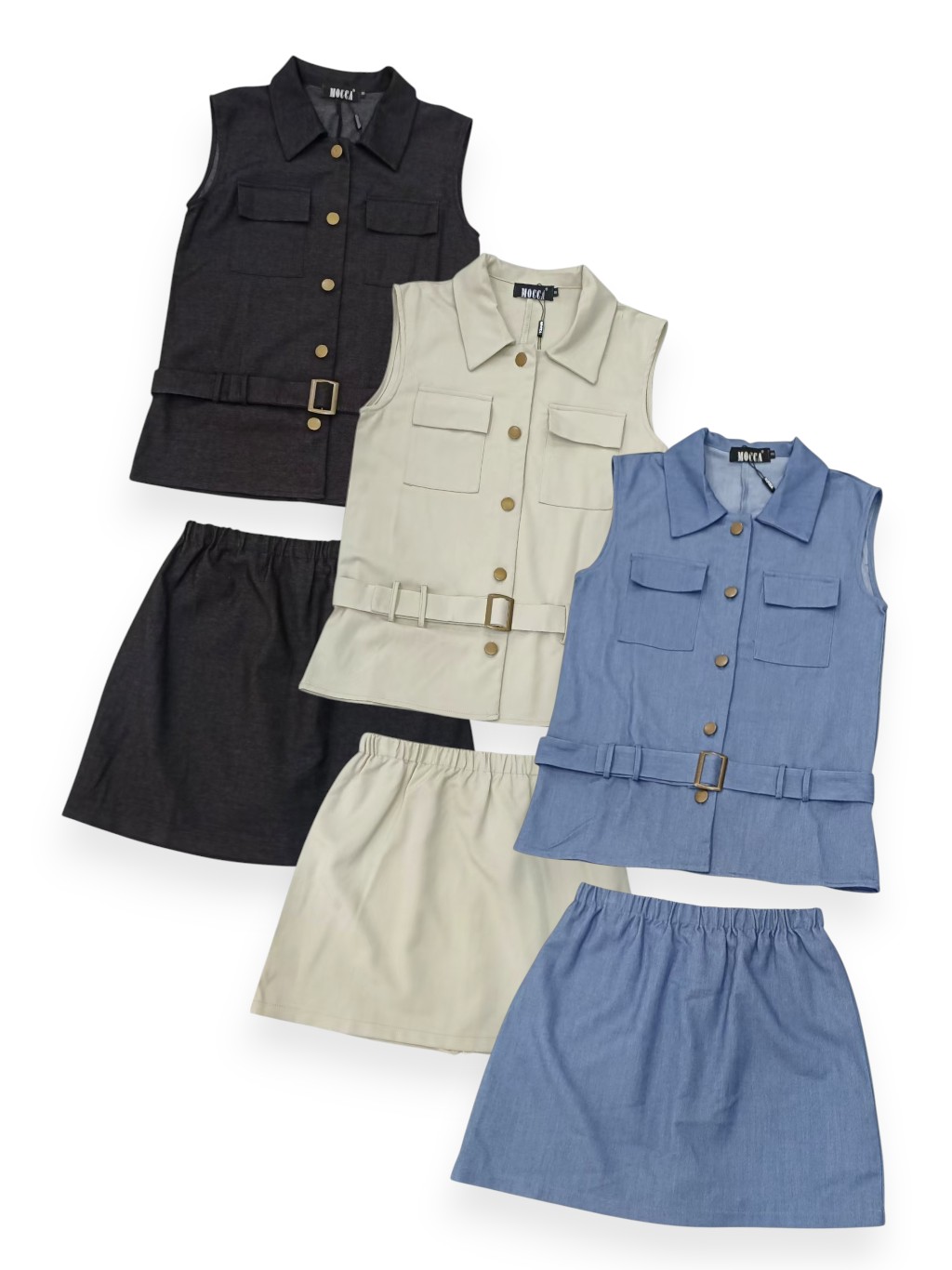 Sleeveless Shirt Short Skirt Set M249