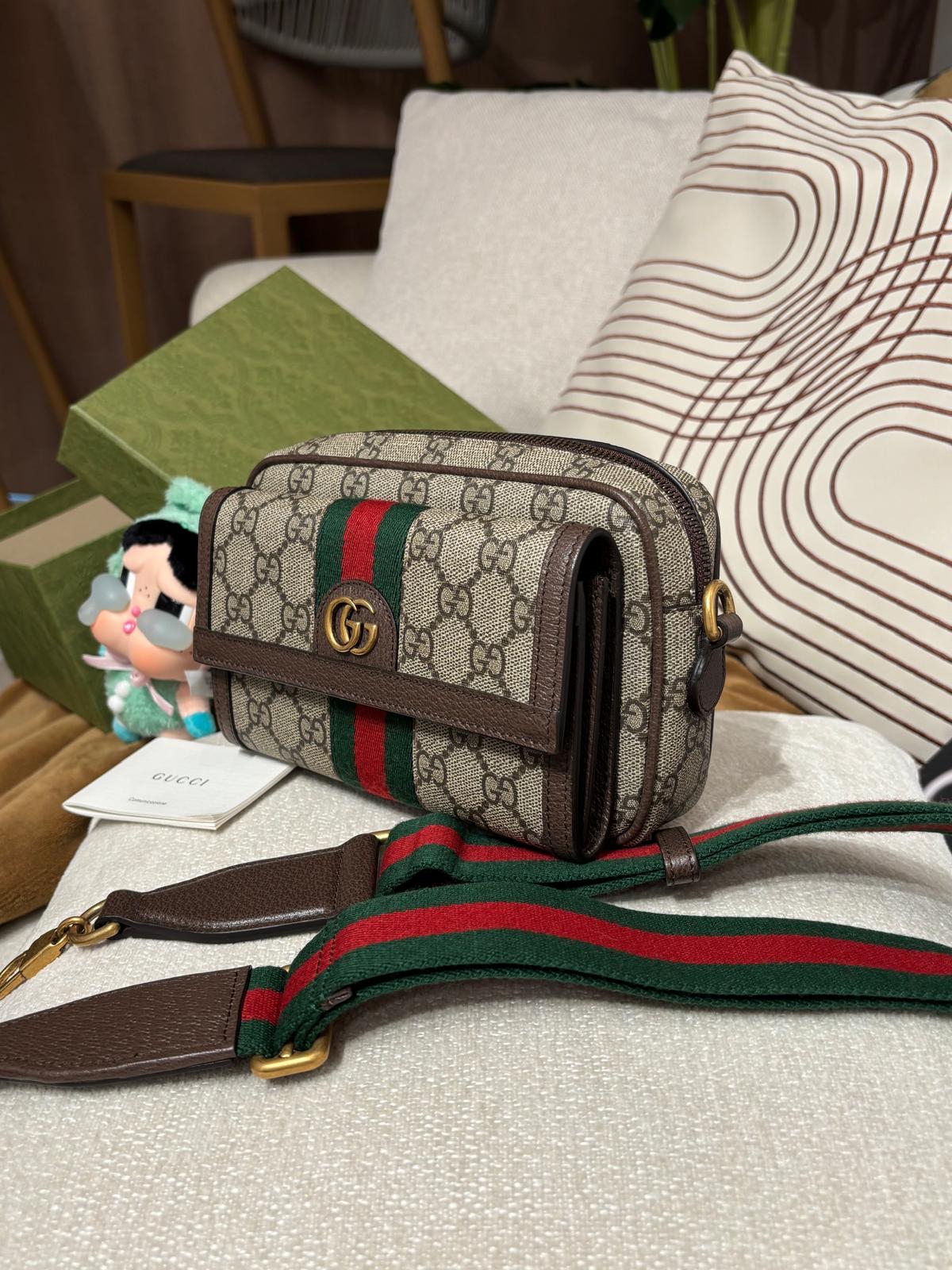 Gucci GG Ophidia Shoulder Bag 淺啡色塗層帆布肩背袋 746308 100%Authentic, Unused ✅Strap✅Booklet✅Dust bag✅Box