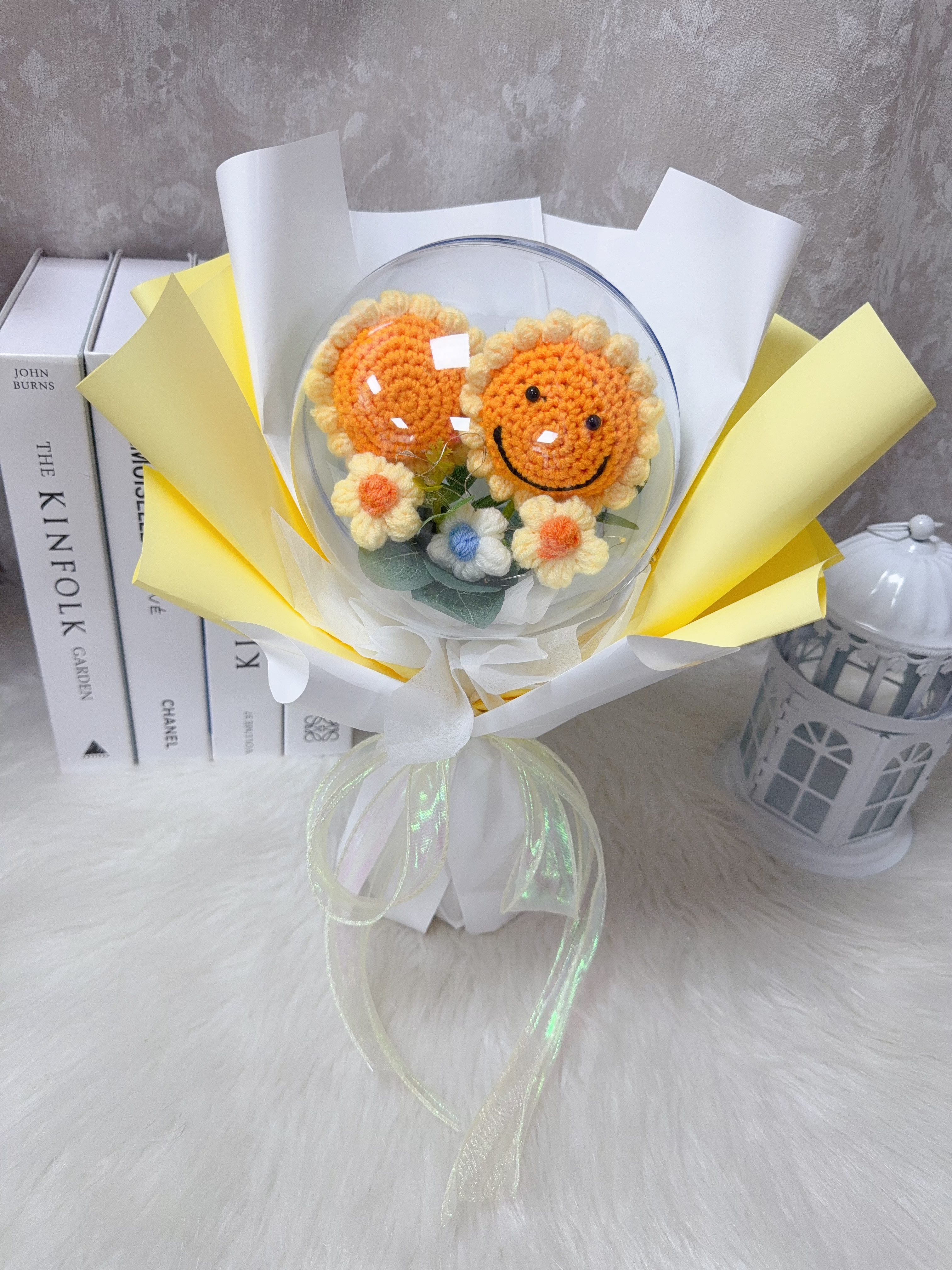 笑臉向日葵波波球編織花花束