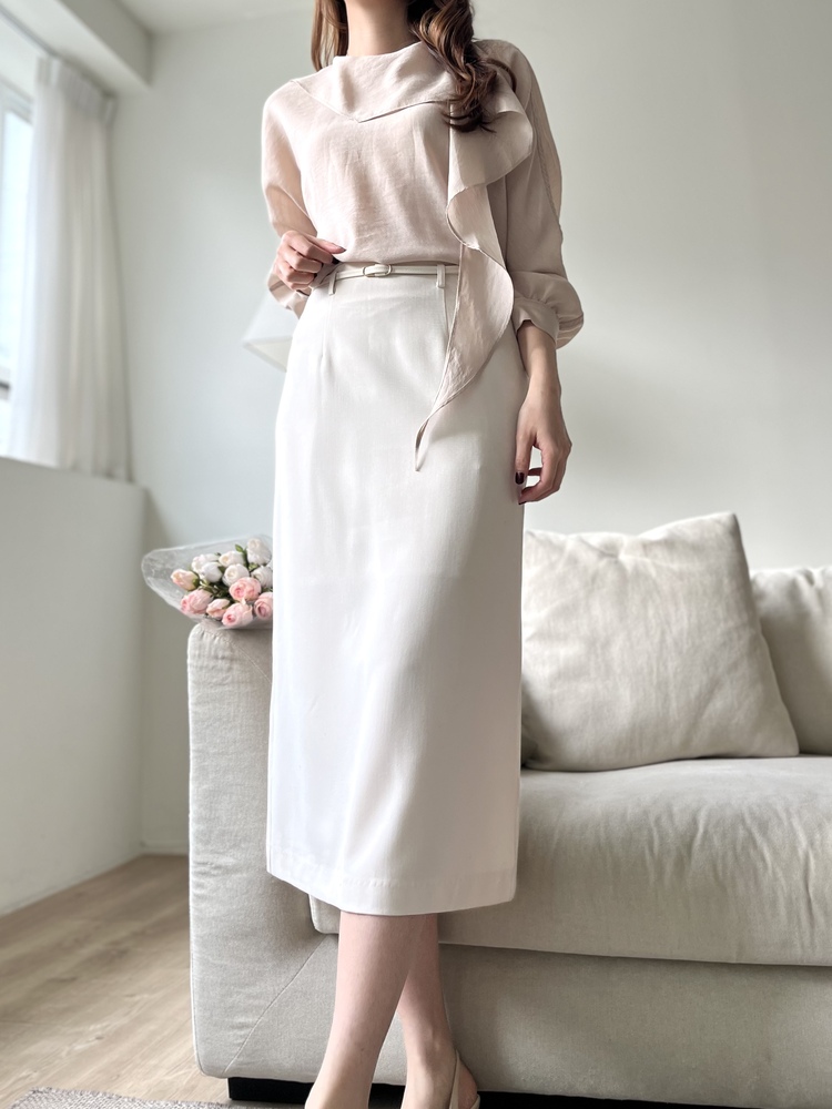 Scarf-Tie Elegance Blouse (Dusty Pink)