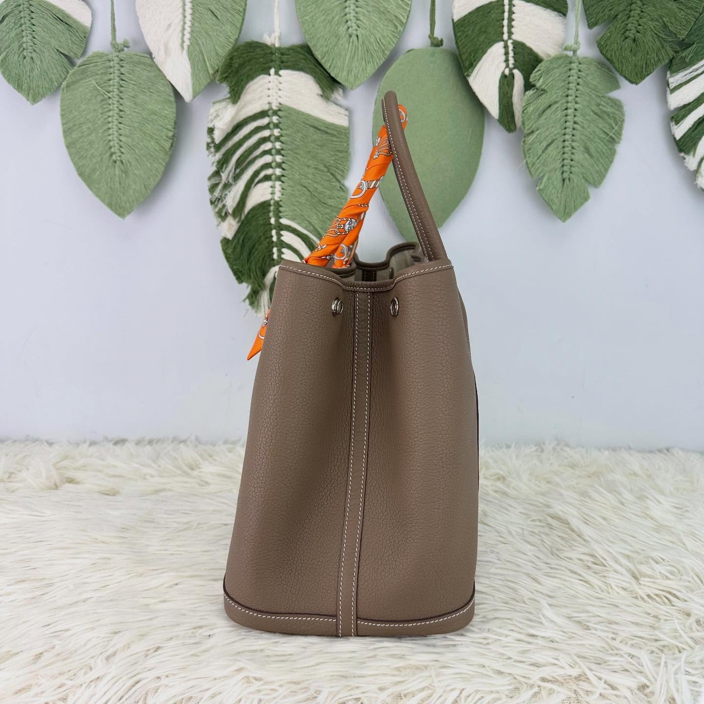 HERMES 🤍PRE OWNED GARDEN PARTY 36 大象灰 連Twilly Y Stamp 全套有單🩶