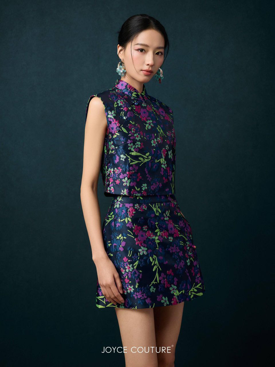 无袖花花旗袍上衣 T0191