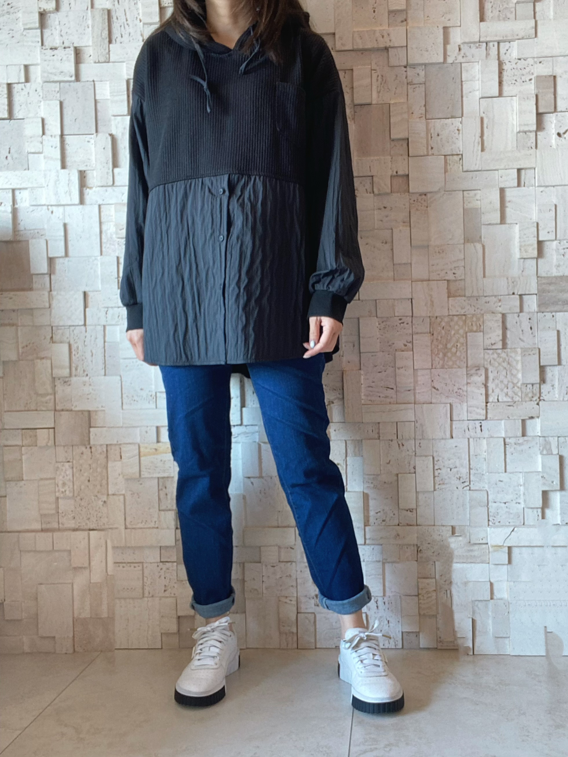 #2060 線棉拼皺布Top