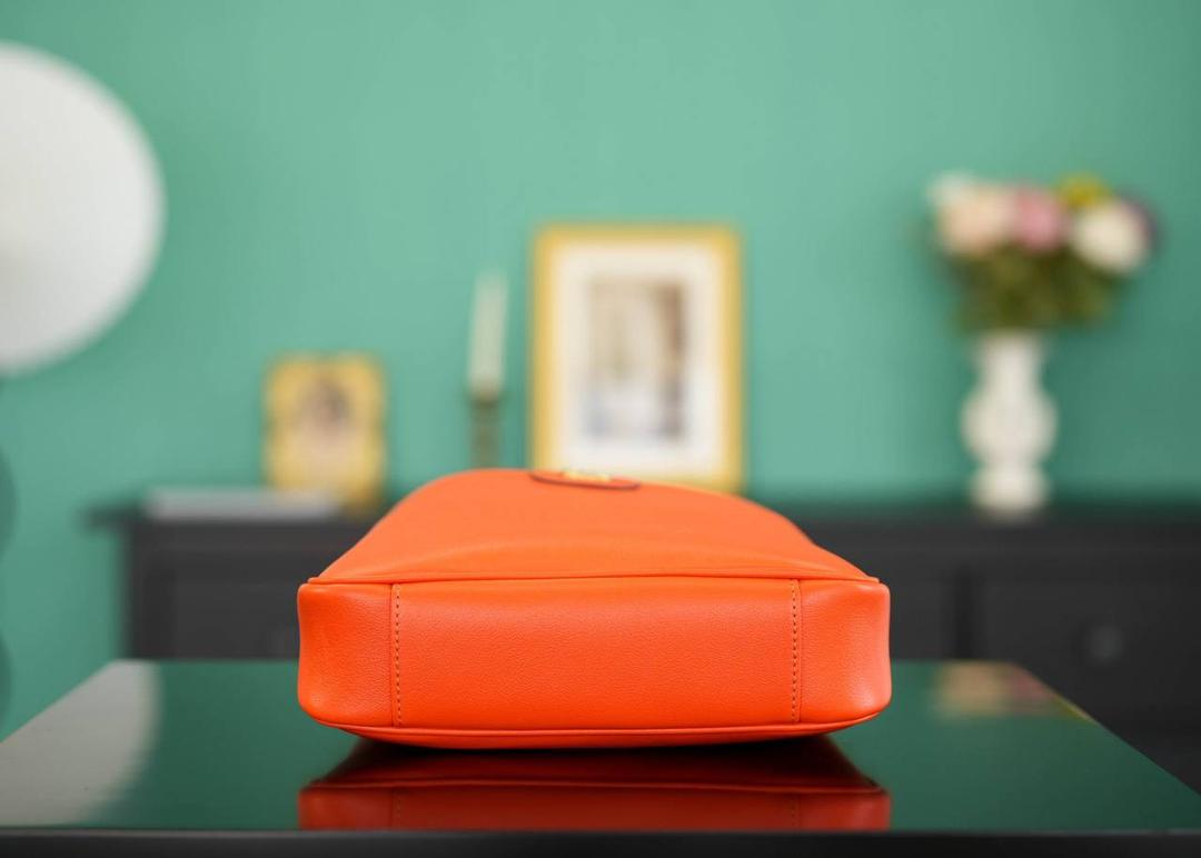 Gucci Bamboo 1947 Small Top Handle Bag in Vibrant Orange Leather