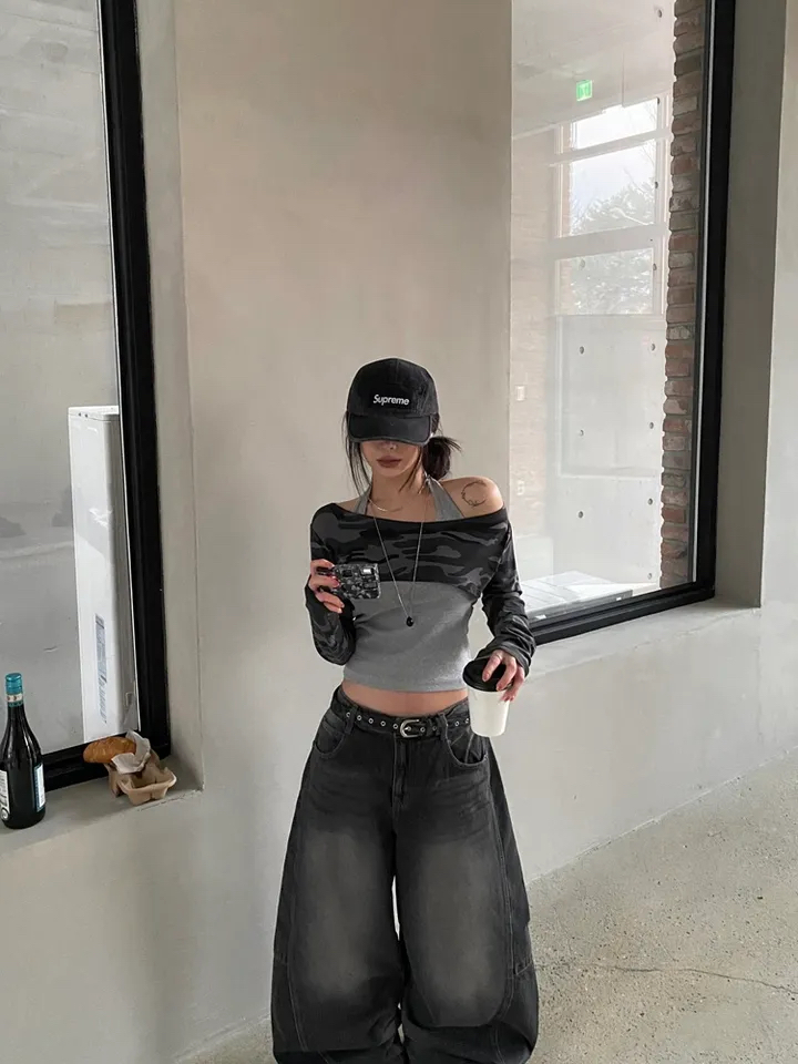 Camo Halterneck Layered Crop