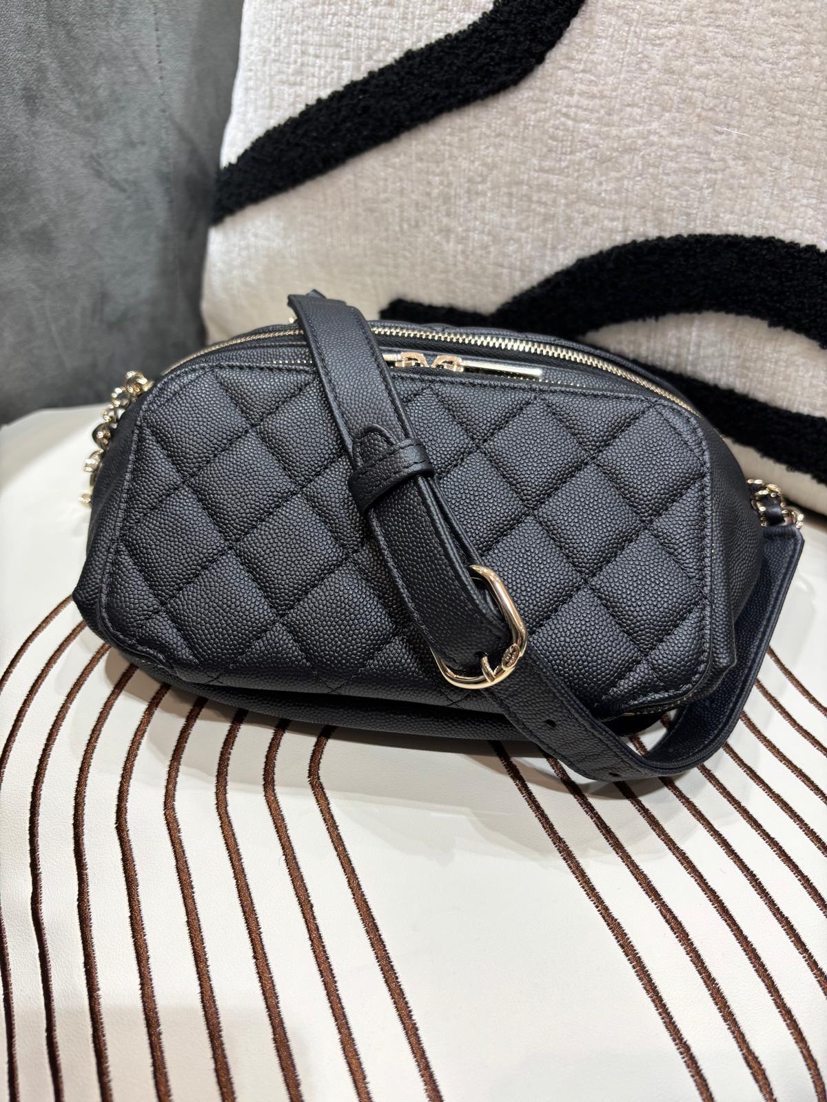 Chanel Waist Bag AS0987, Belt Bag hobo 黑色荔枝牛皮 100%Authentic,98%new  ✅28card✅塵袋✅BOX 