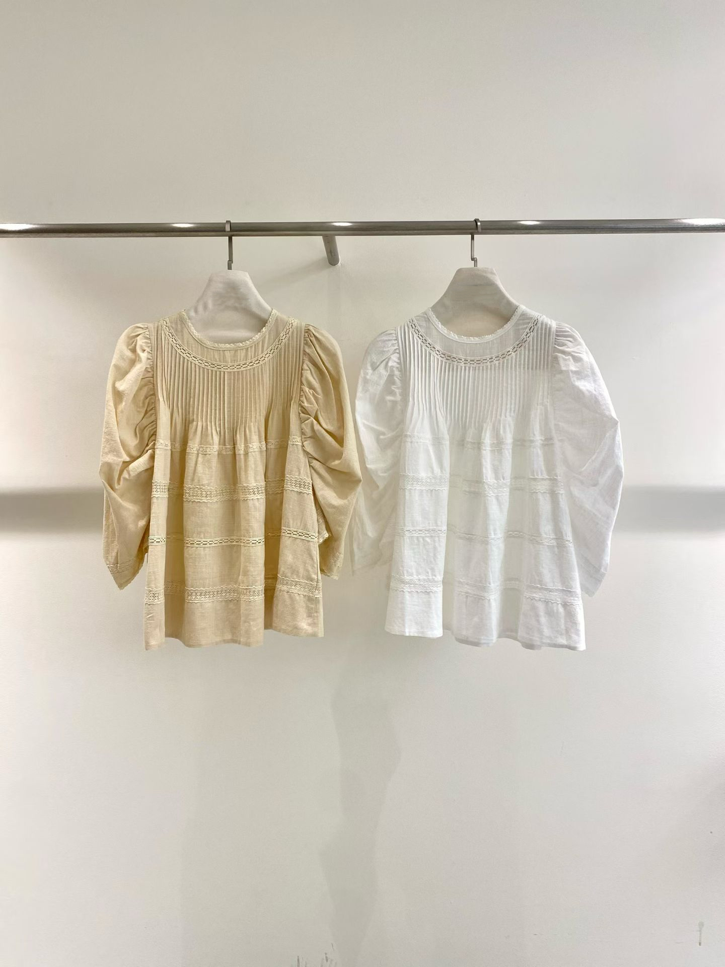 AMORA pleated lace blouse 