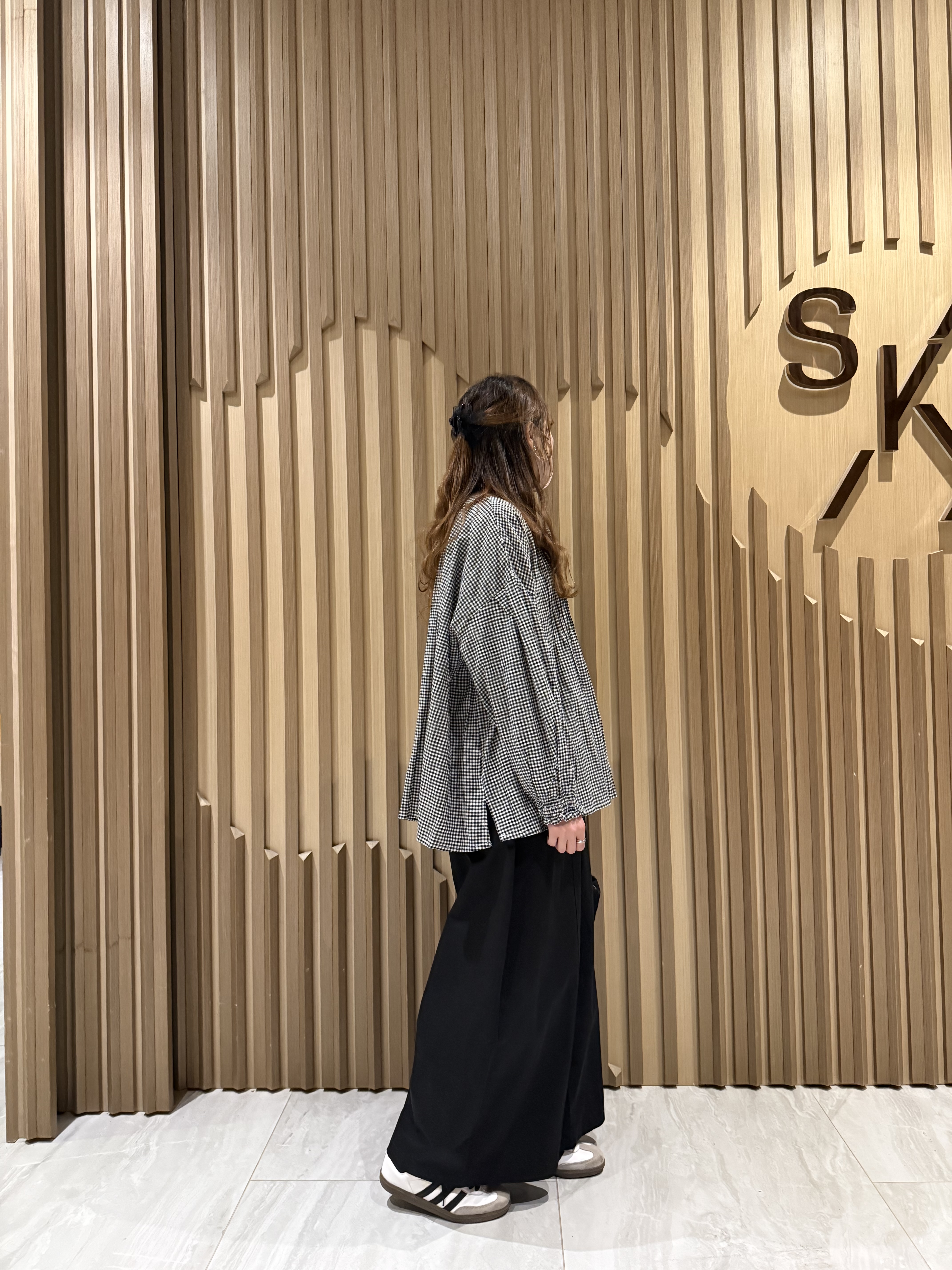 風琴褶泡泡袖格仔恤