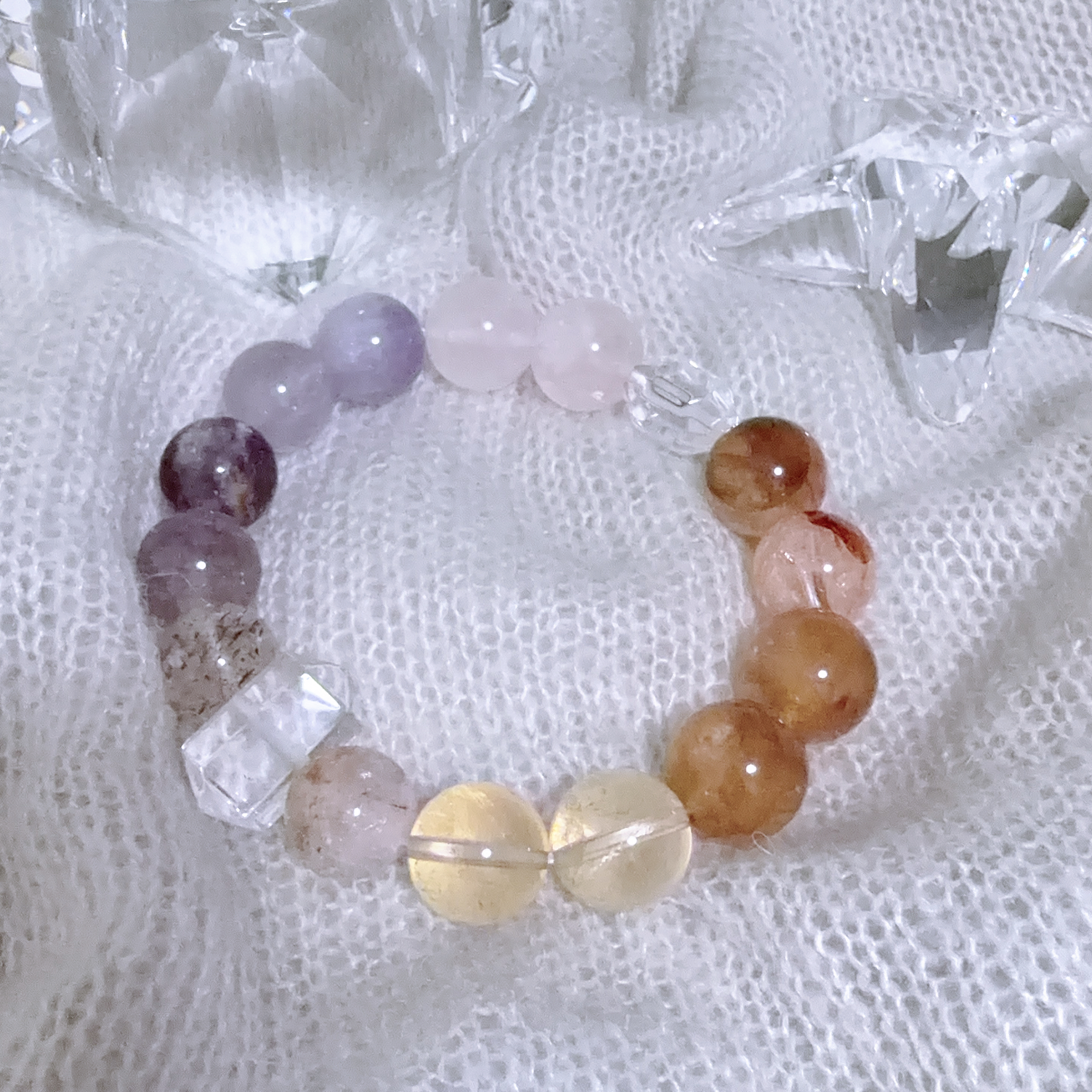 水晶手鏈 （粉晶+紫水晶）