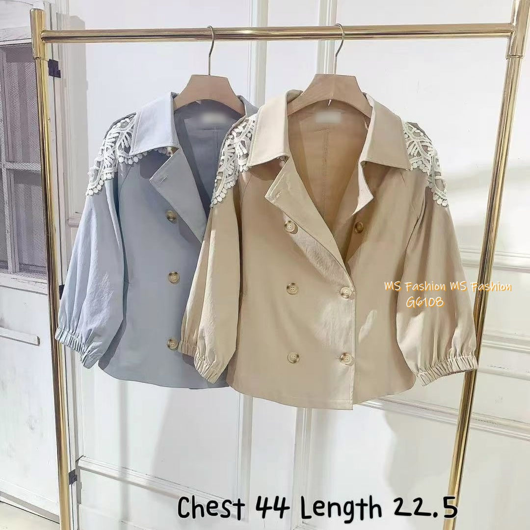 G6108 韓國🇰🇷孖襟通花外套 