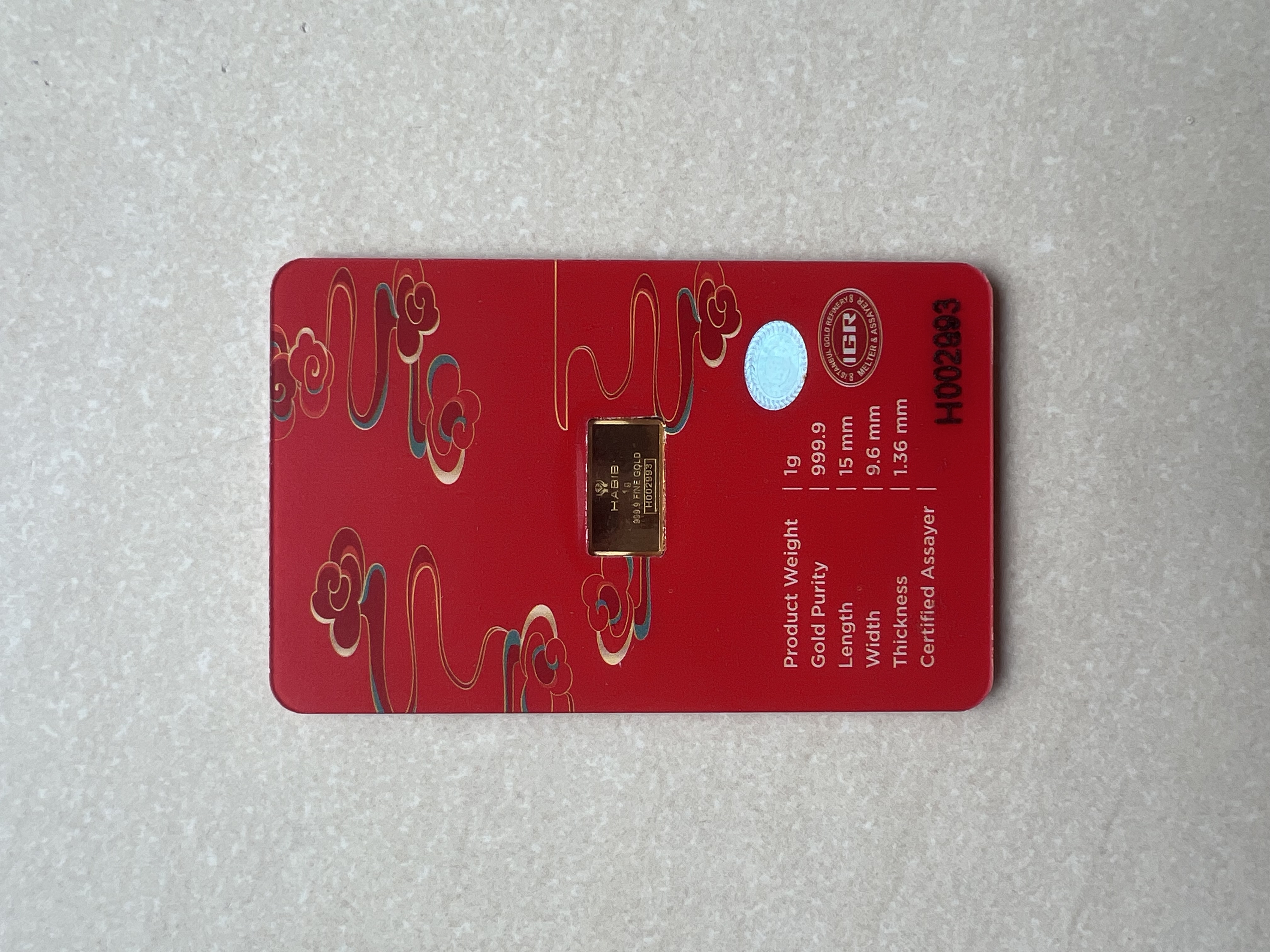 (Sn:2198) HABIB 2024 Dragon 1g 🇲🇾 Fine Gold Bar Emas 999.9 生肖龙