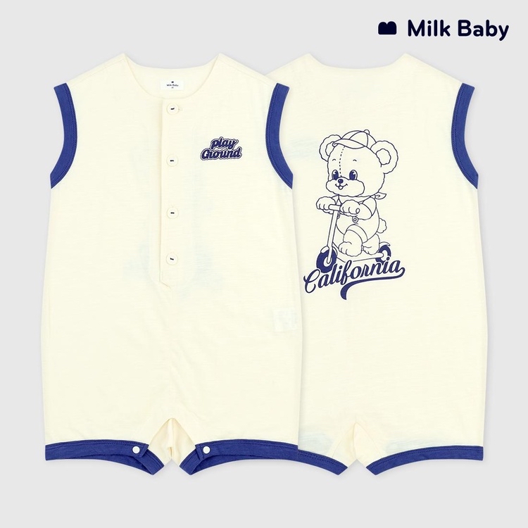 ☀️預訂 韓國直送☀️🇰🇷Milk Baby滑板車小熊印花寬鬆無袖背心連身服