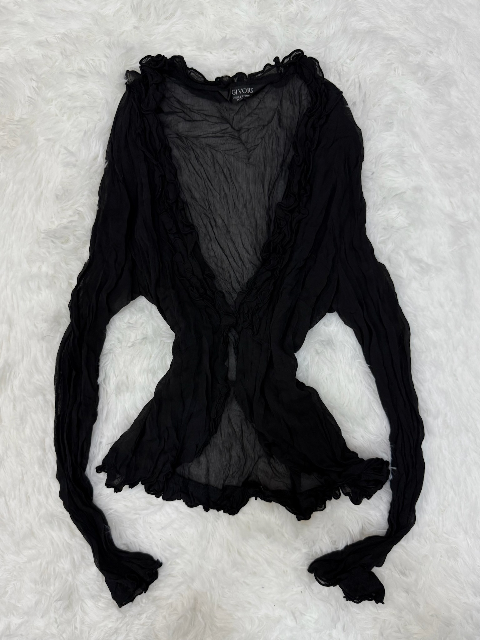 Whimsical Crinkle Fairycore Ruffle Cardigan