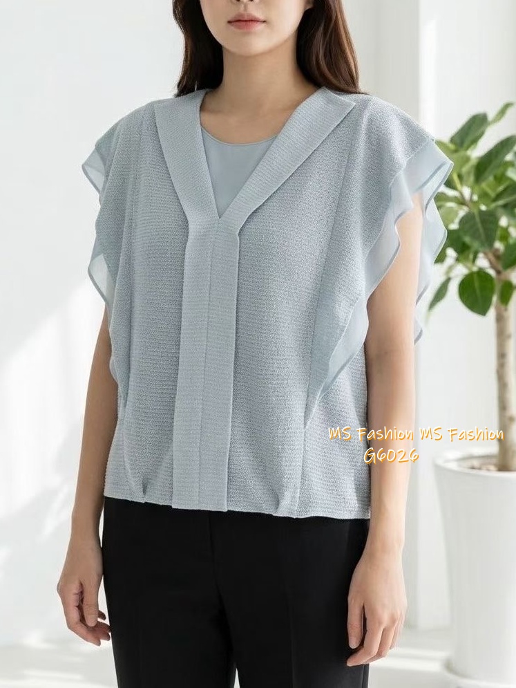 G6026 韓國🇰🇷靚色雙層ruffle top