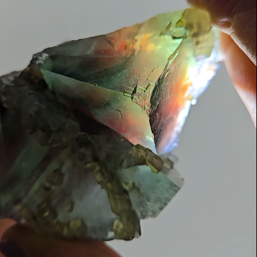 Red phantom fluorite with columnar calcite - FL227