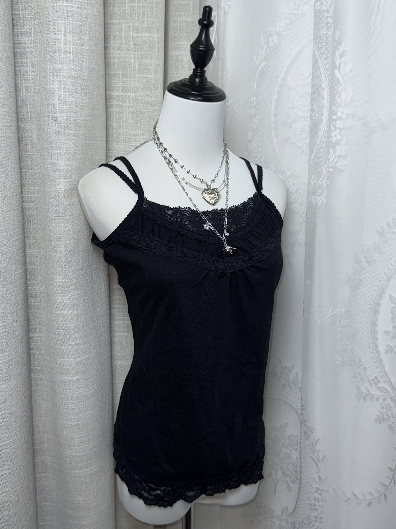 Whimsigoth Double Strap Lace-Trim Cami