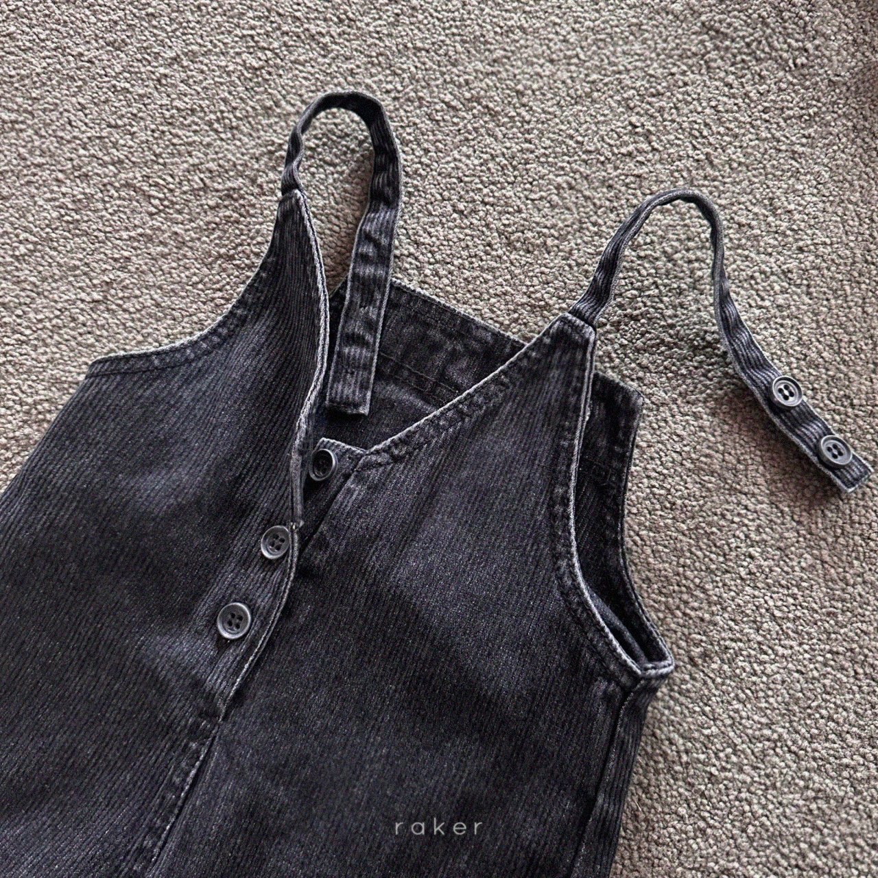 Raker | Heart Denim Ribbed Overalls