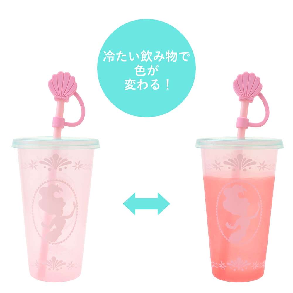 🎀【預訂】公主剪影變色吸管杯附吸管蓋 - Ariel