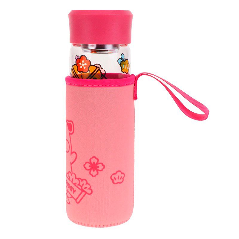 LuLu the Piggy 400ml 彩繪風玻璃水樽連布套（LU-7935-1）
