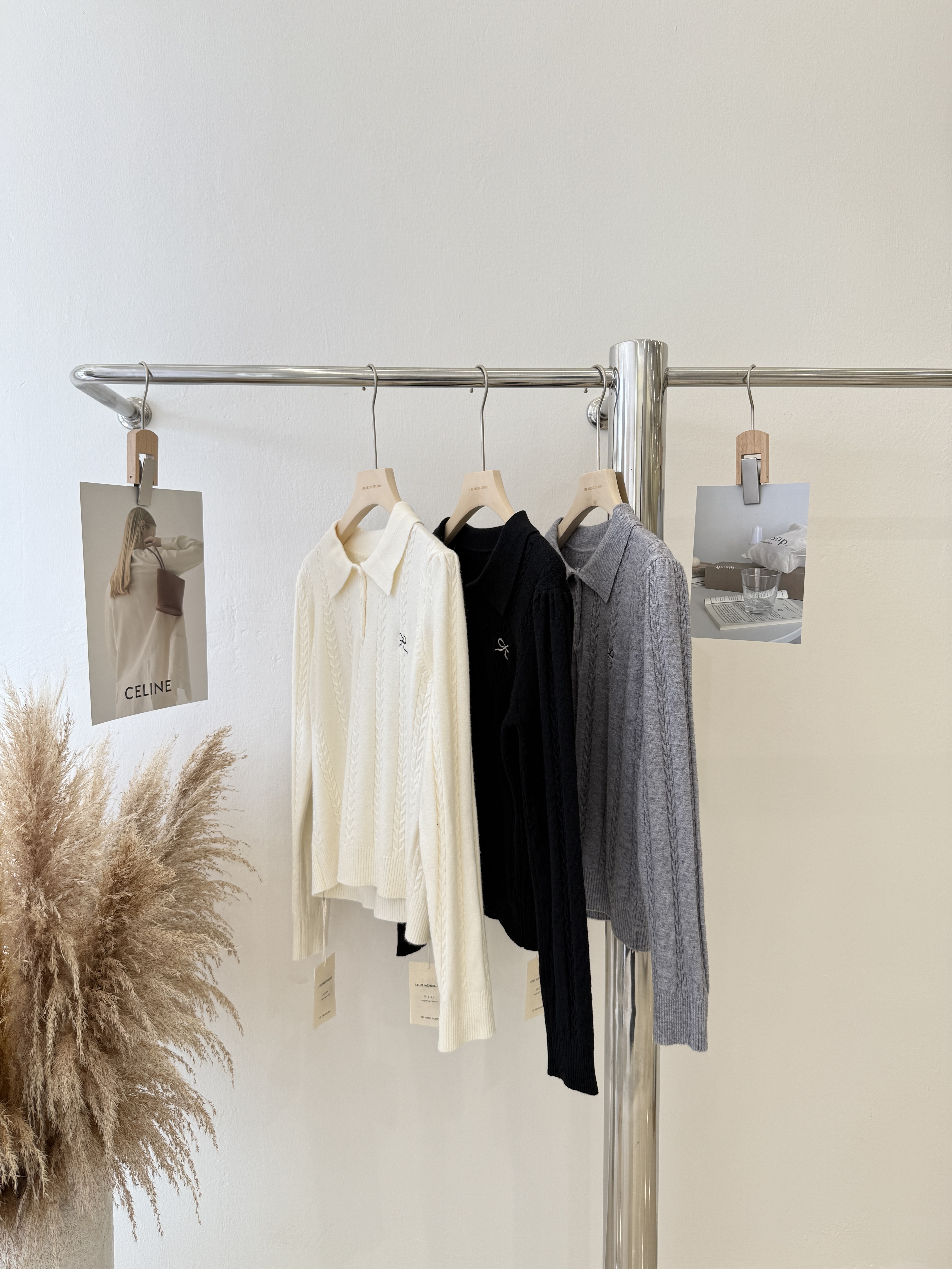 6830 POLO领蝴蝶结麻花辫针织长袖