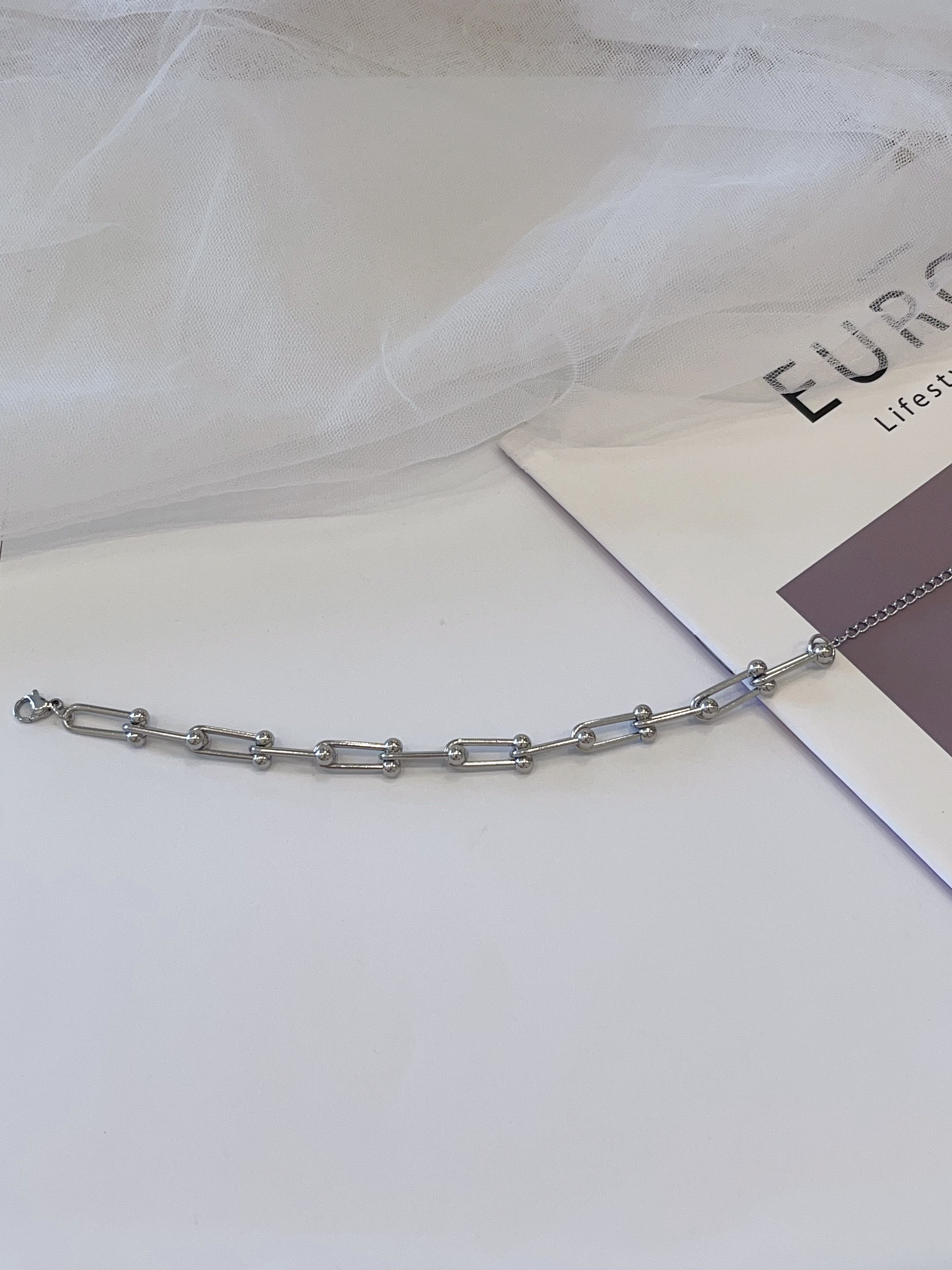 简约环绕款式钛钢手链