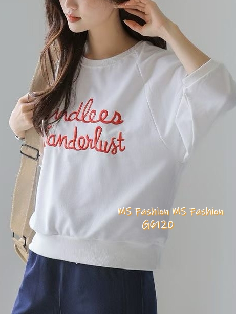 G6120 韓國🇰🇷刺繡潦草字母top