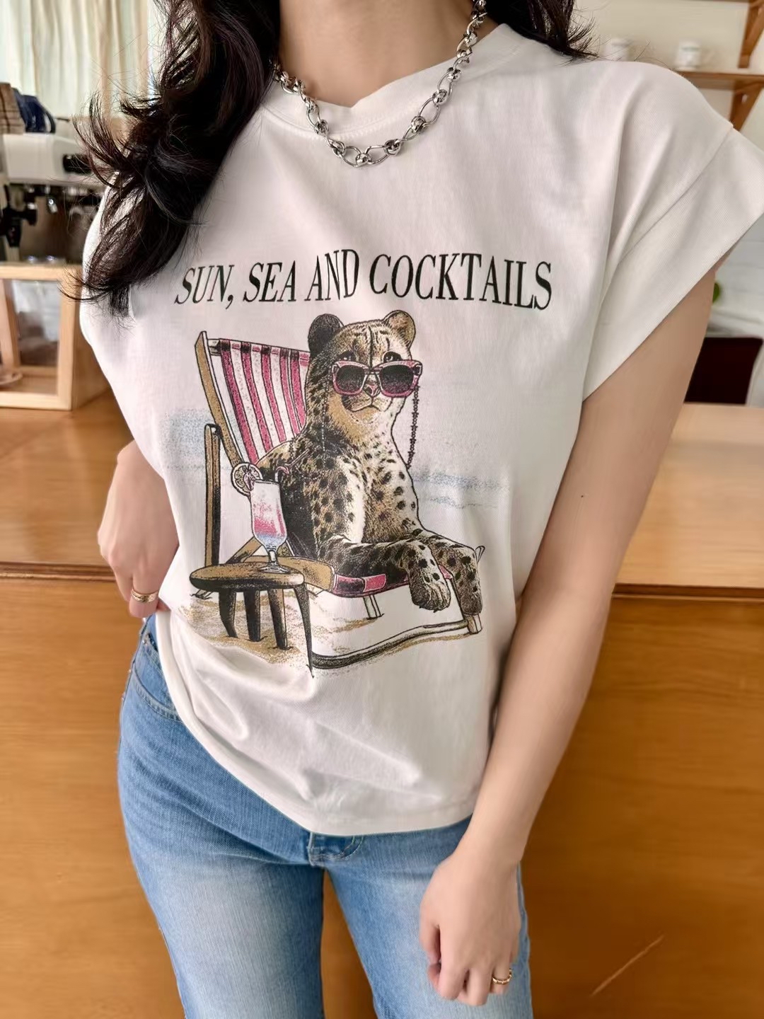 🇰🇷K5583 cotton印卡通膊短袖tee