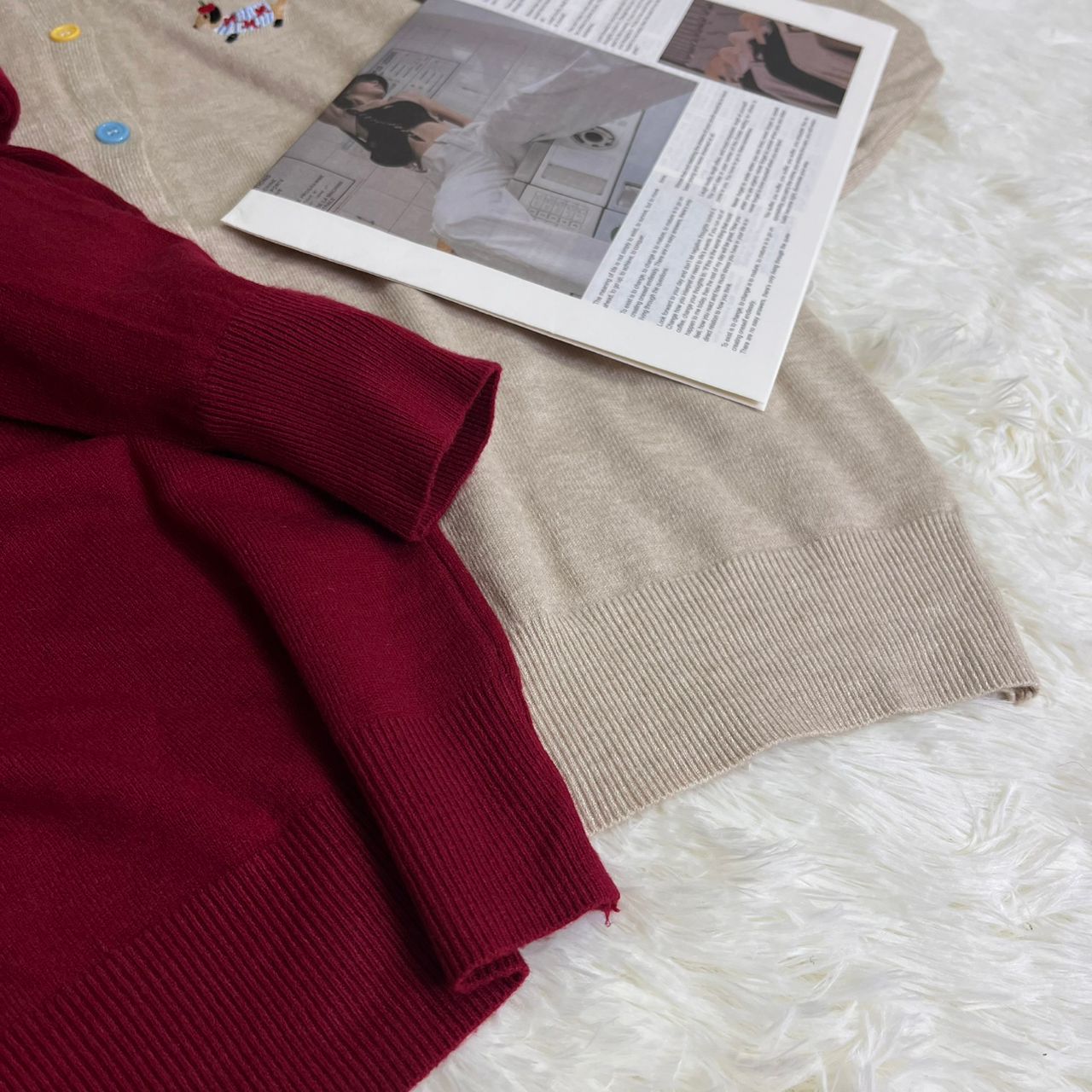 C2001#2869 [Knit Long sleeve Jacket]  Gentle Preppy Style