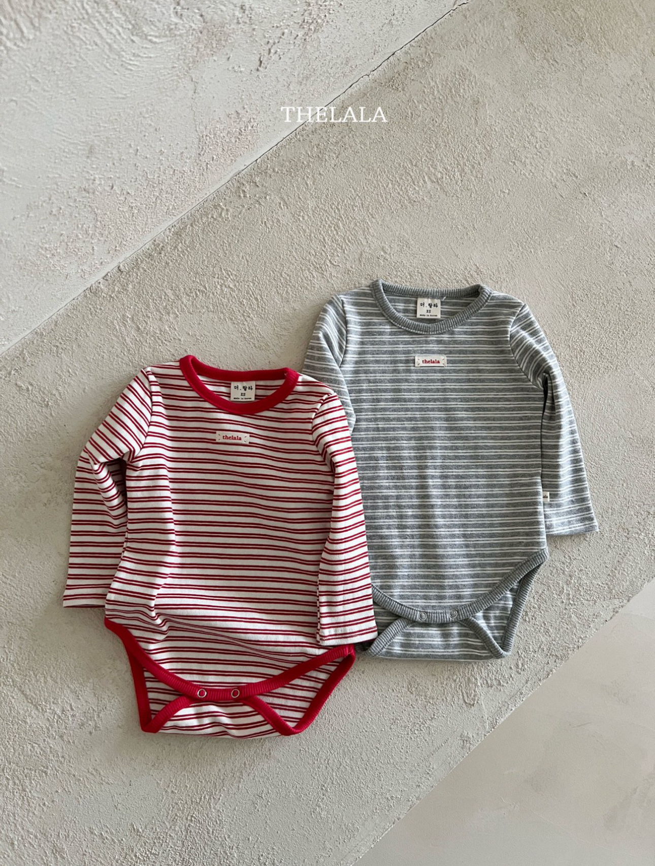 🌸預訂 韓國直送🌸🇰🇷THELALA兩色標籤條紋長袖包屁衣