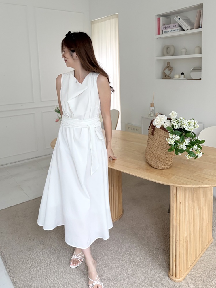 Athena Drape Dress (White)