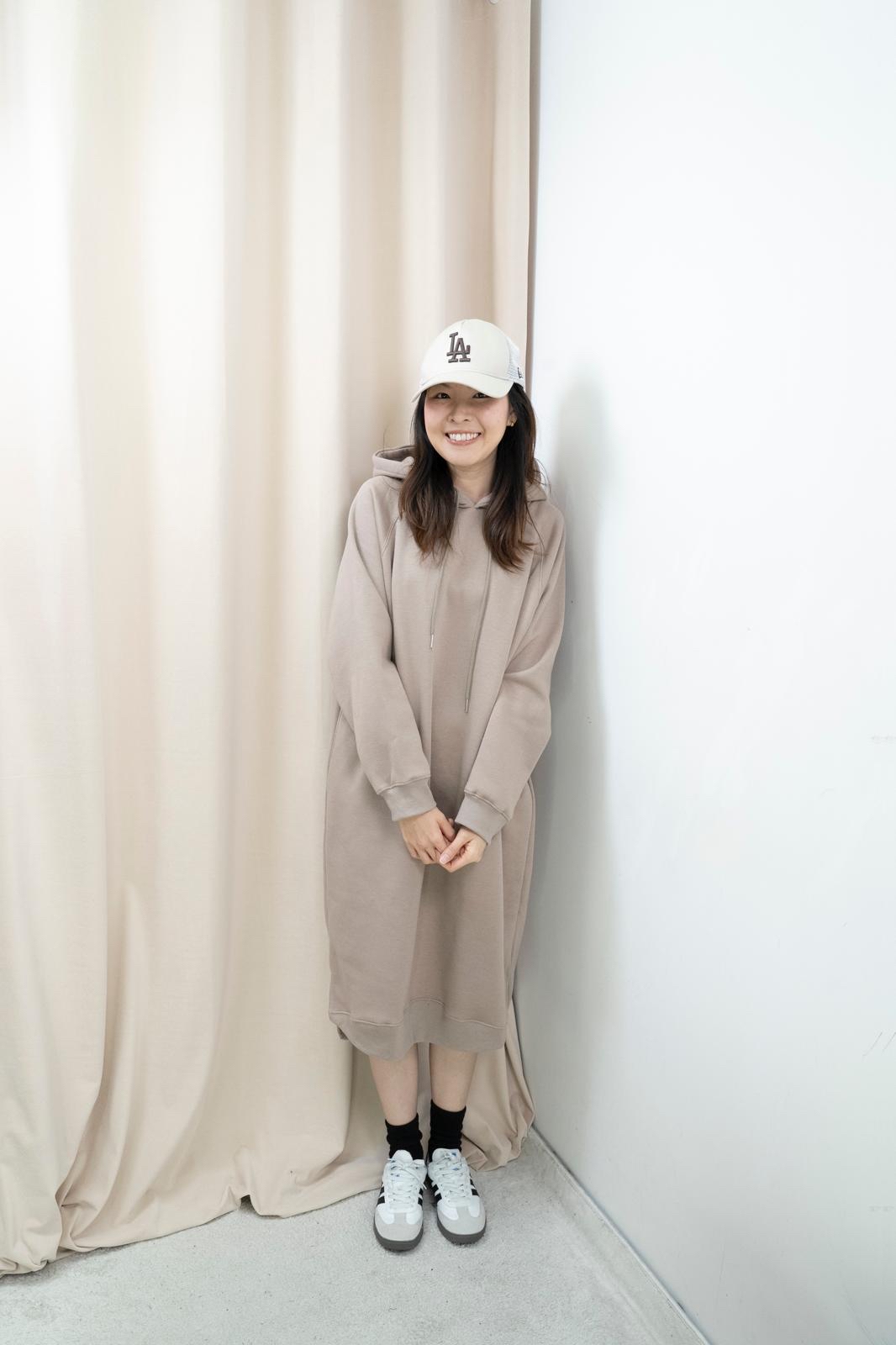 加絨有帽衞衣連身裙（Mocha色）