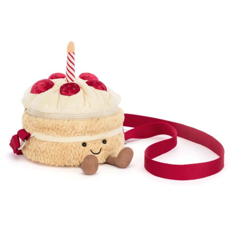 【生日禮物首選】Jellycat Amuseables Birthday Cake bag 生日蛋糕斜揹袋- 軟萌微笑士多啤梨🍓蛋糕＋蠟燭造型